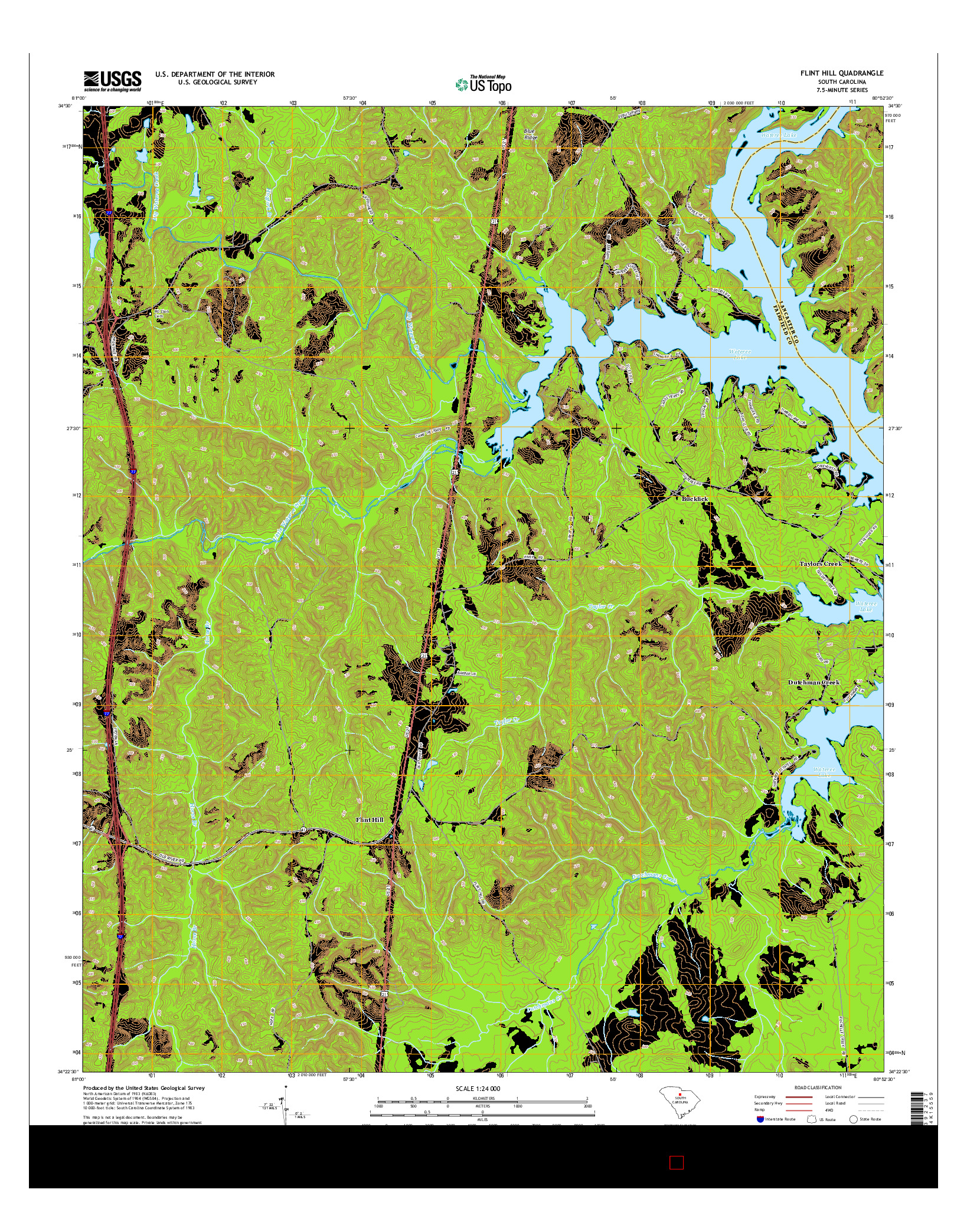 USGS US TOPO 7.5-MINUTE MAP FOR FLINT HILL, SC 2014