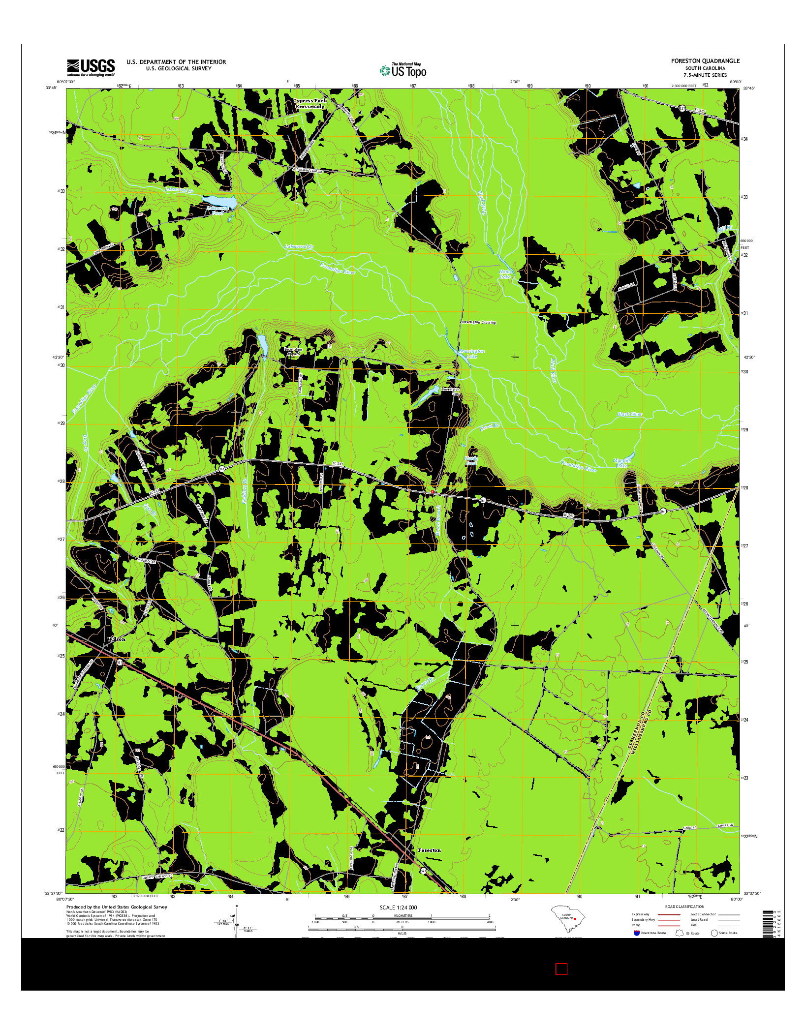 USGS US TOPO 7.5-MINUTE MAP FOR FORESTON, SC 2014