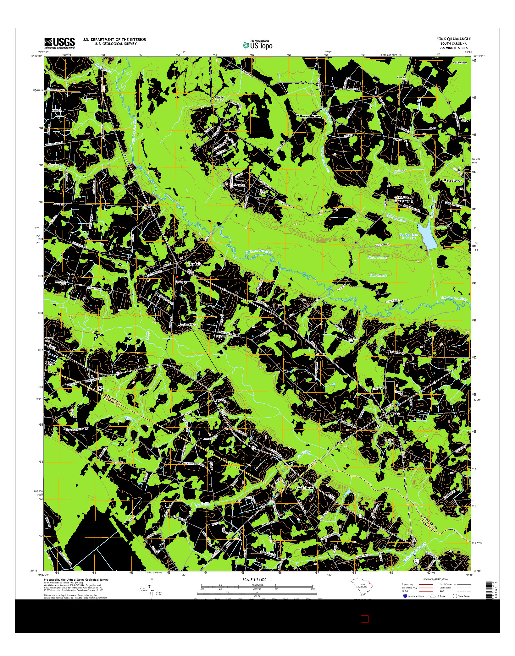 USGS US TOPO 7.5-MINUTE MAP FOR FORK, SC 2014