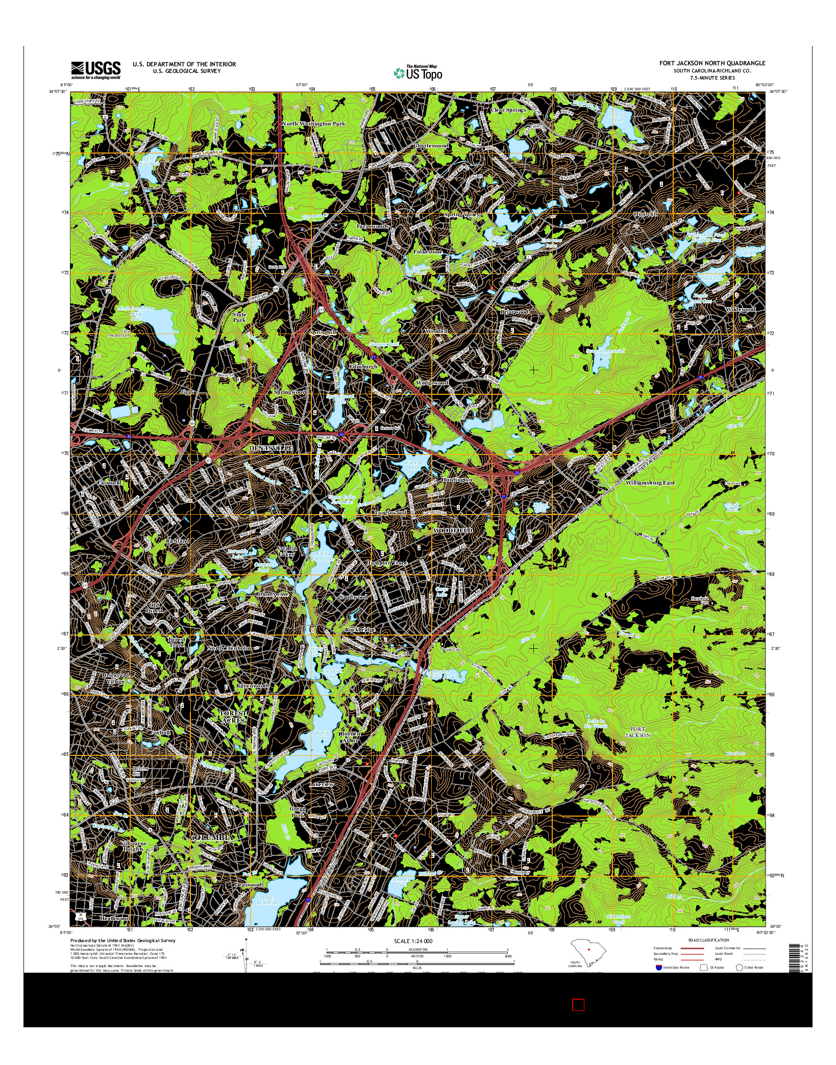 USGS US TOPO 7.5-MINUTE MAP FOR FORT JACKSON NORTH, SC 2014