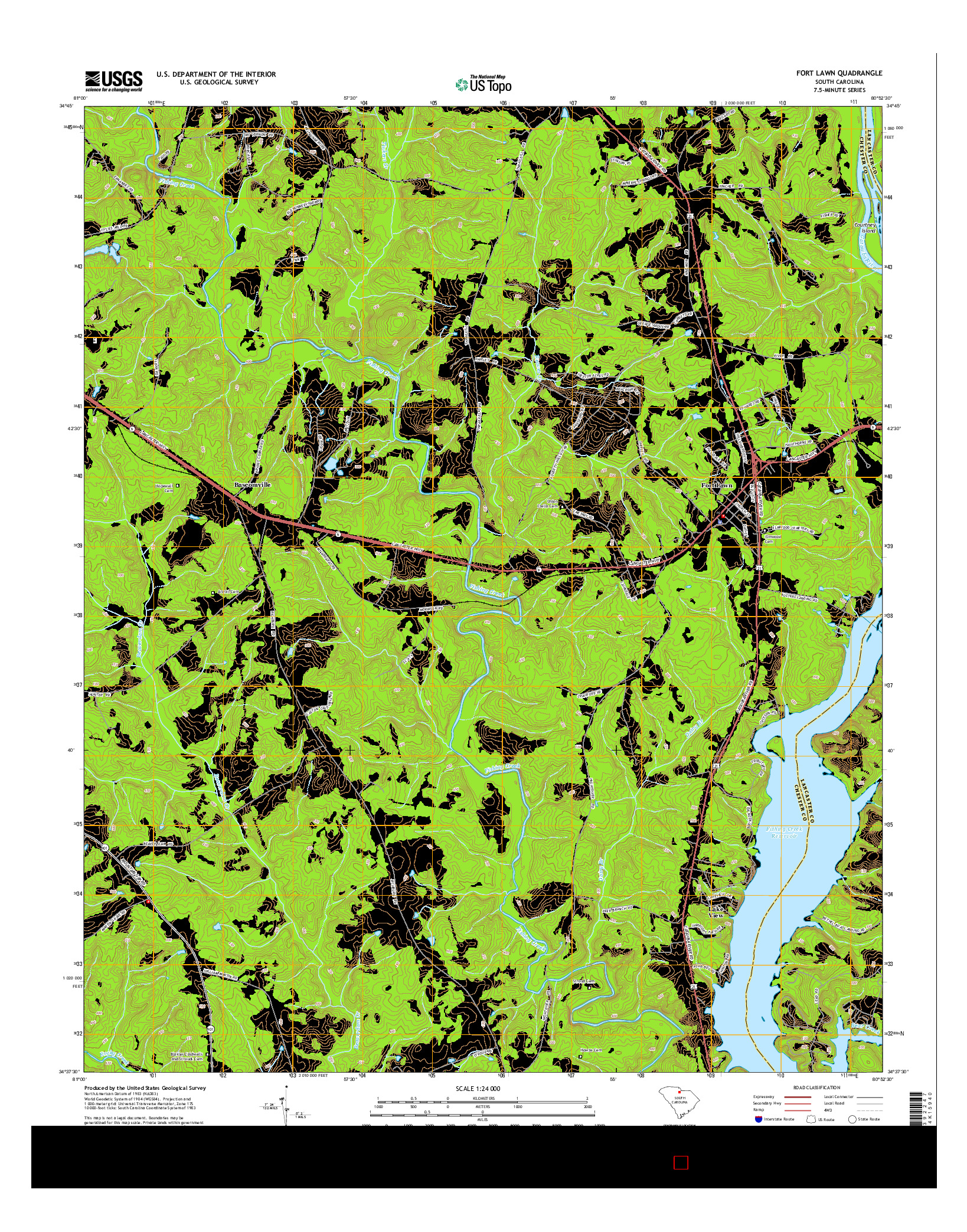 USGS US TOPO 7.5-MINUTE MAP FOR FORT LAWN, SC 2014