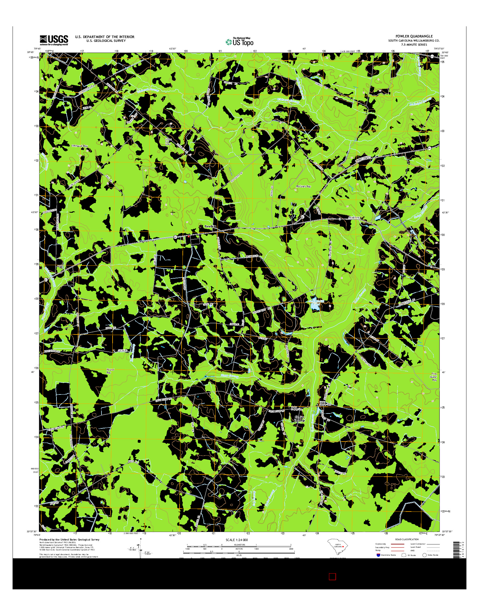 USGS US TOPO 7.5-MINUTE MAP FOR FOWLER, SC 2014