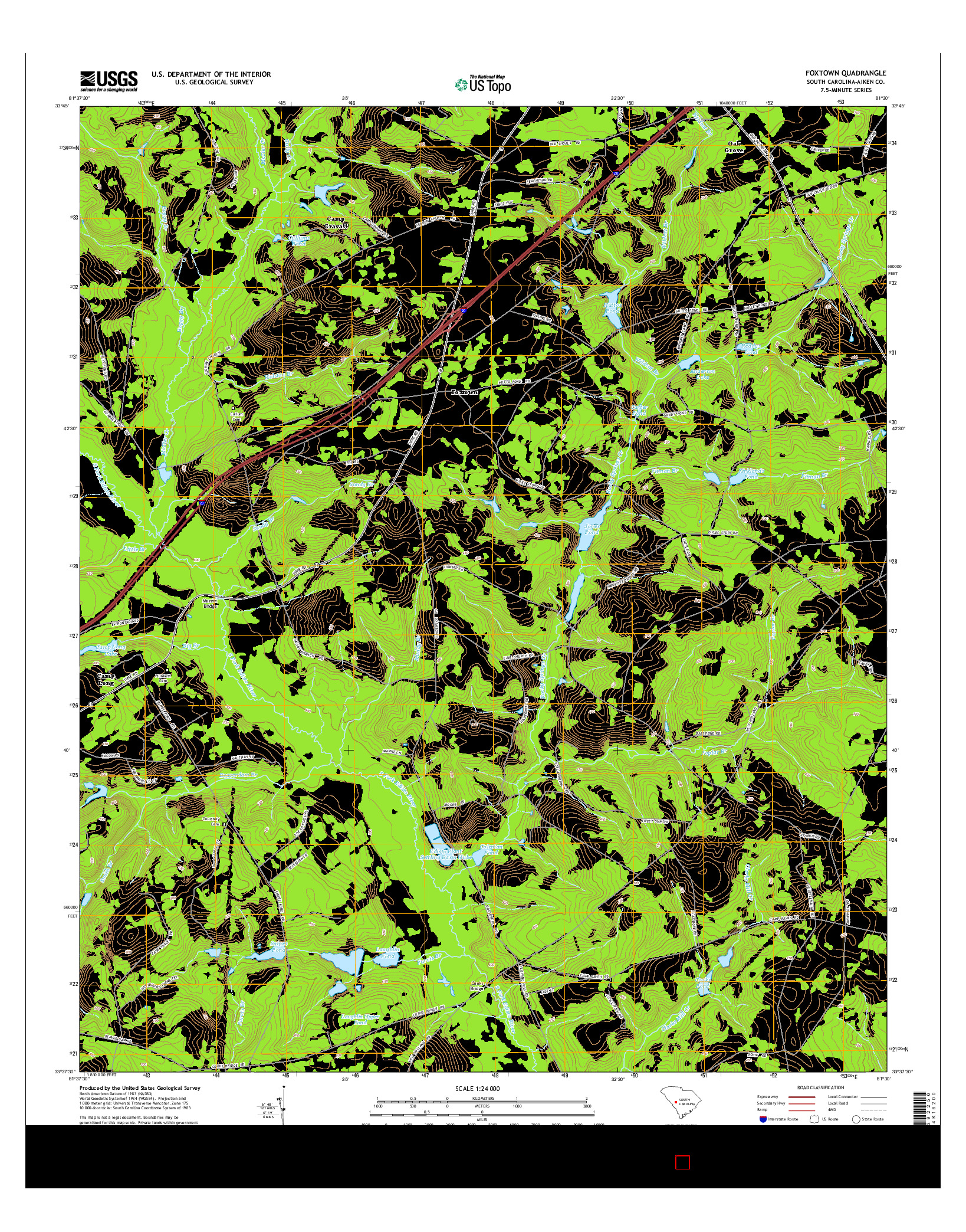 USGS US TOPO 7.5-MINUTE MAP FOR FOXTOWN, SC 2014