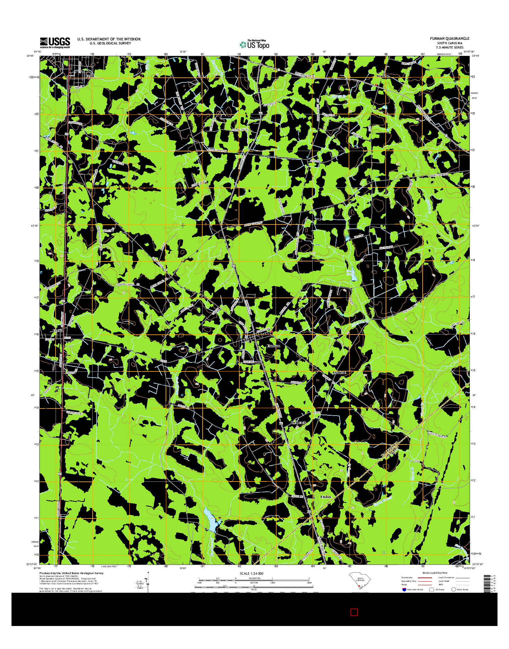 USGS US TOPO 7.5-MINUTE MAP FOR FURMAN, SC 2014