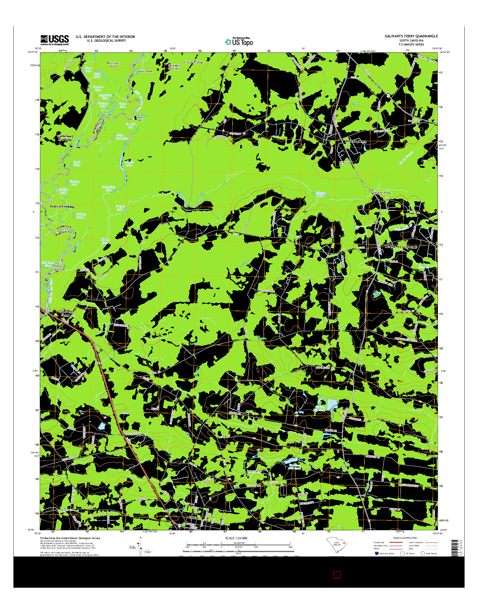 USGS US TOPO 7.5-MINUTE MAP FOR GALIVANTS FERRY, SC 2014