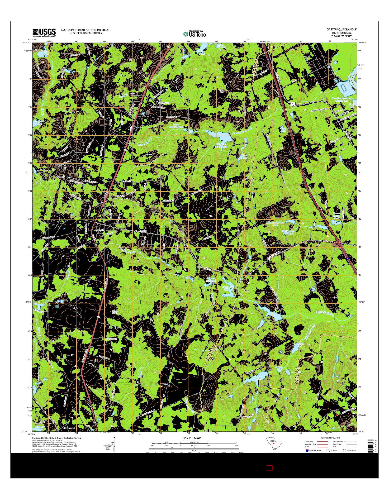 USGS US TOPO 7.5-MINUTE MAP FOR GASTON, SC 2014