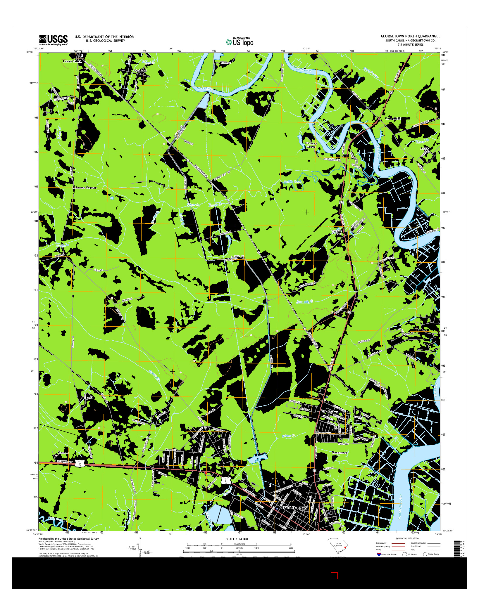 USGS US TOPO 7.5-MINUTE MAP FOR GEORGETOWN NORTH, SC 2014