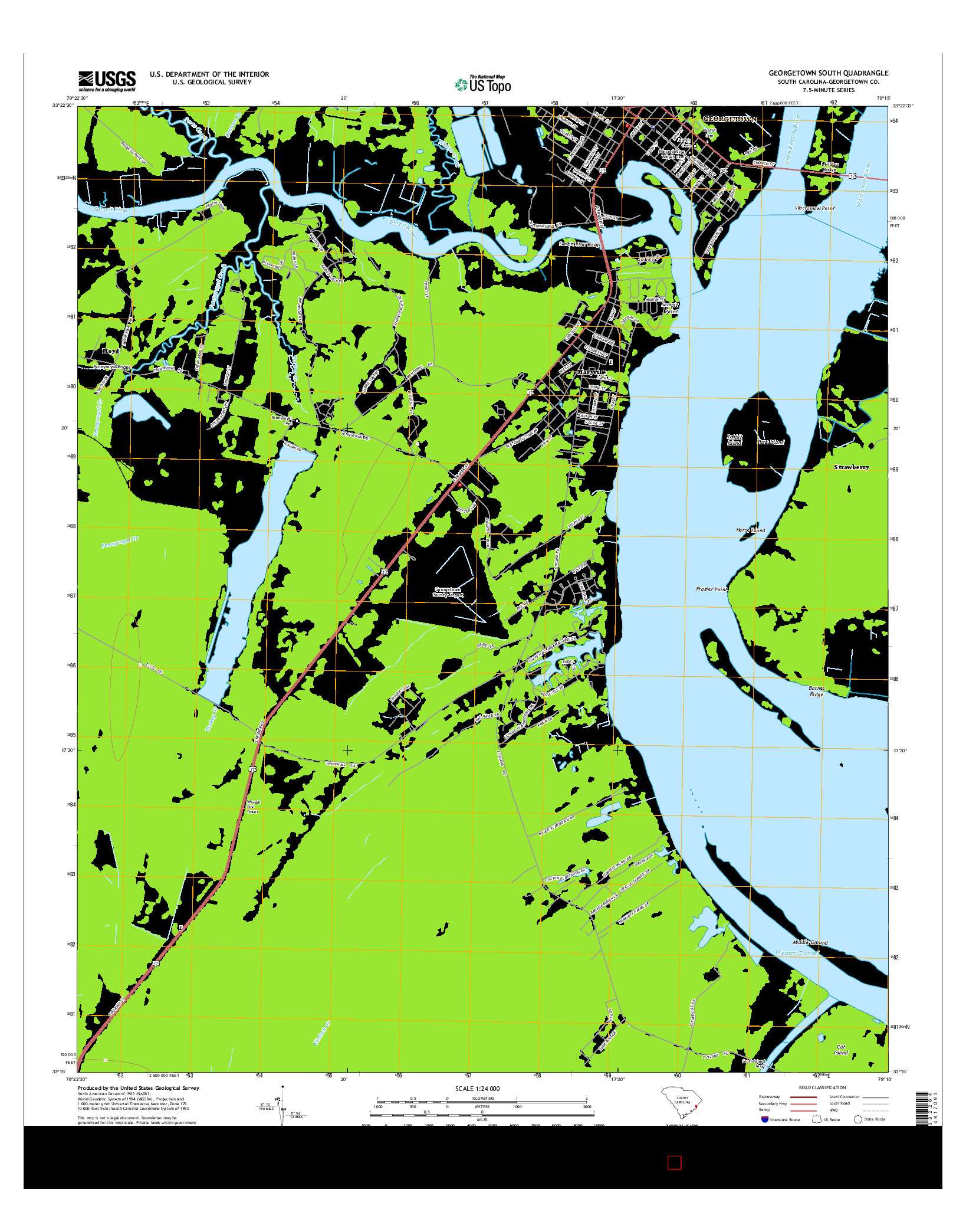 USGS US TOPO 7.5-MINUTE MAP FOR GEORGETOWN SOUTH, SC 2014