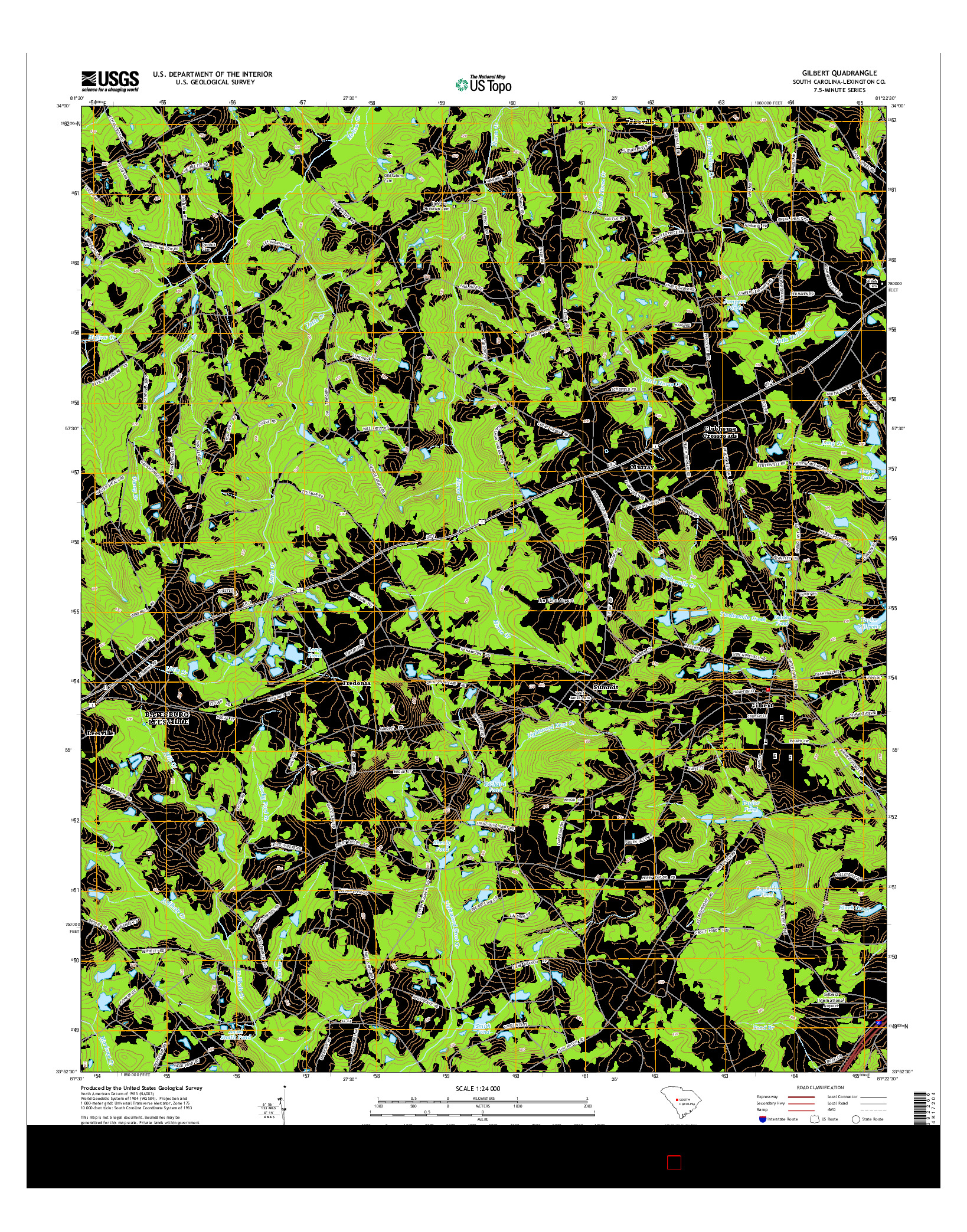 USGS US TOPO 7.5-MINUTE MAP FOR GILBERT, SC 2014