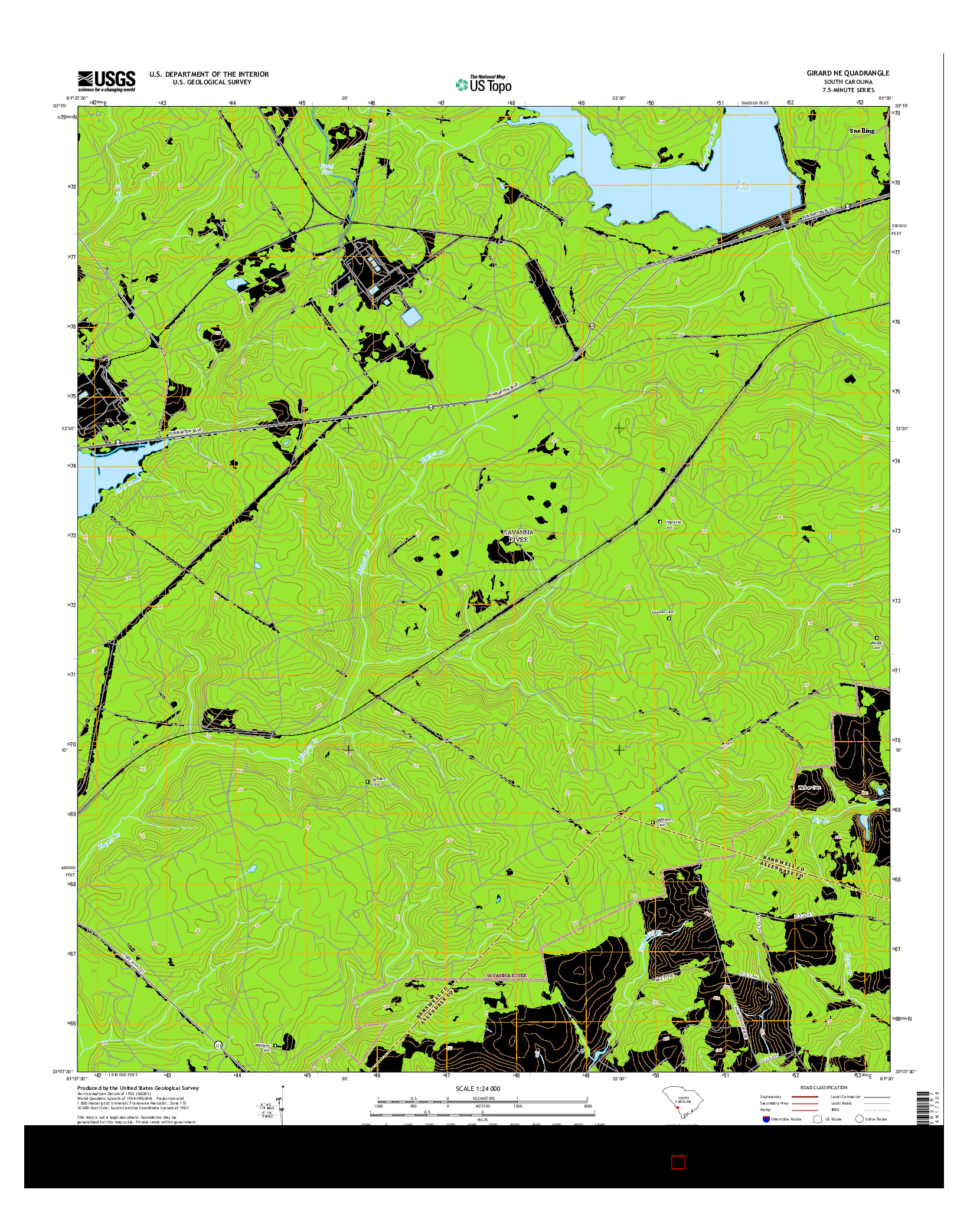USGS US TOPO 7.5-MINUTE MAP FOR GIRARD NE, SC 2014
