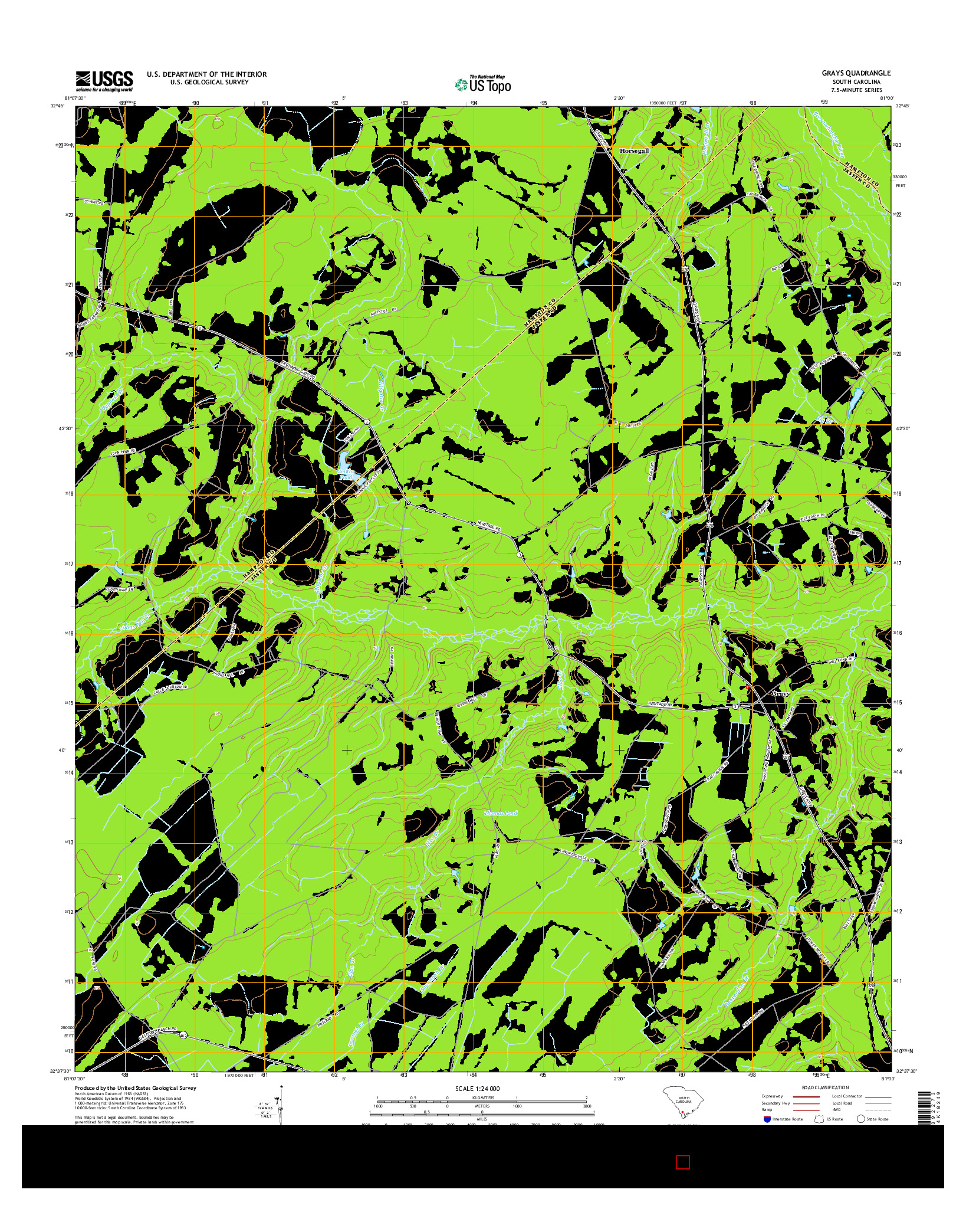 USGS US TOPO 7.5-MINUTE MAP FOR GRAYS, SC 2014