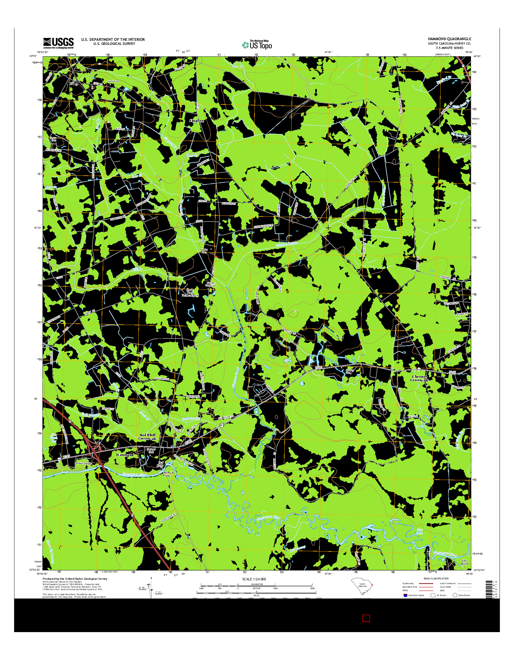 USGS US TOPO 7.5-MINUTE MAP FOR HAMMOND, SC 2014