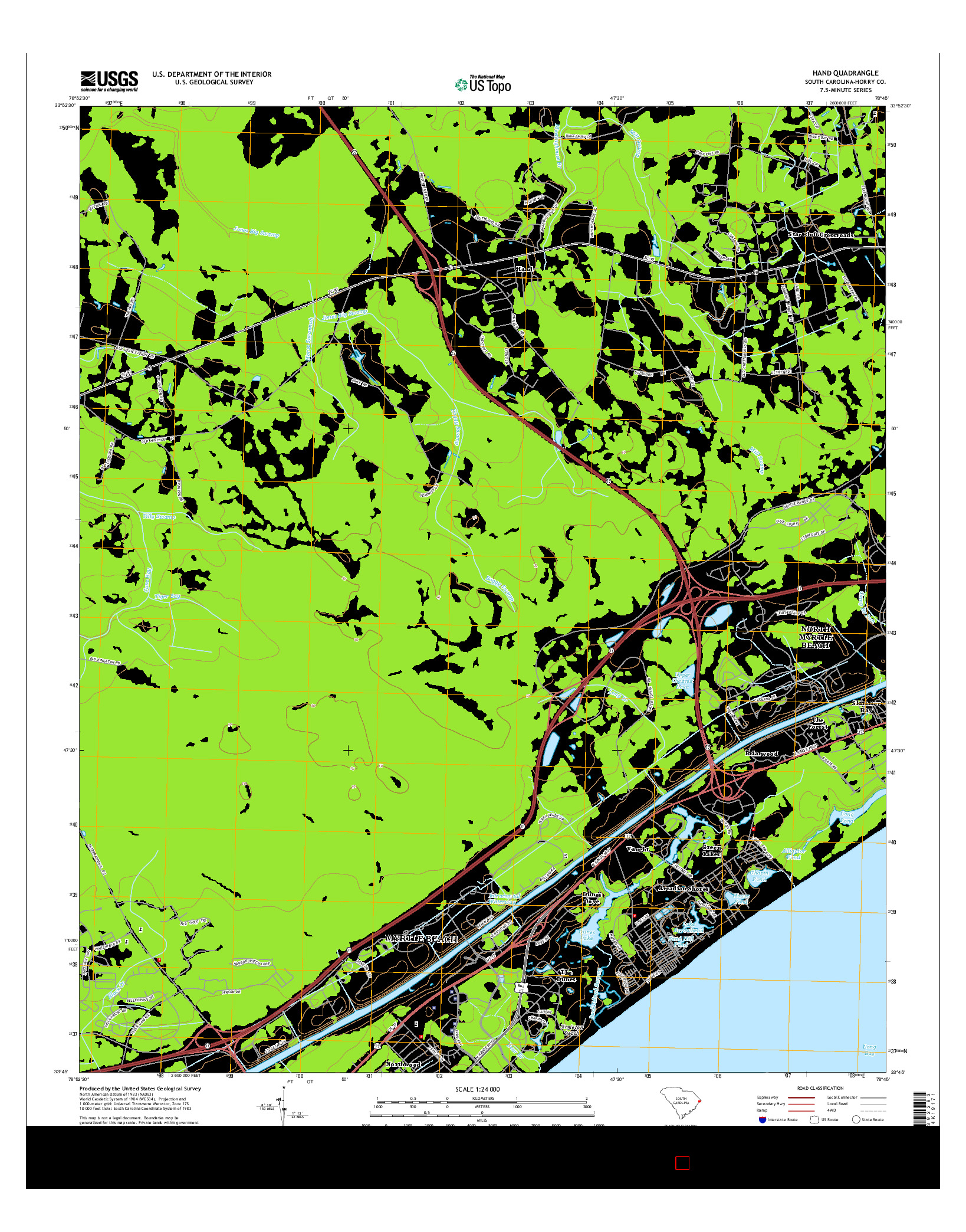 USGS US TOPO 7.5-MINUTE MAP FOR HAND, SC 2014