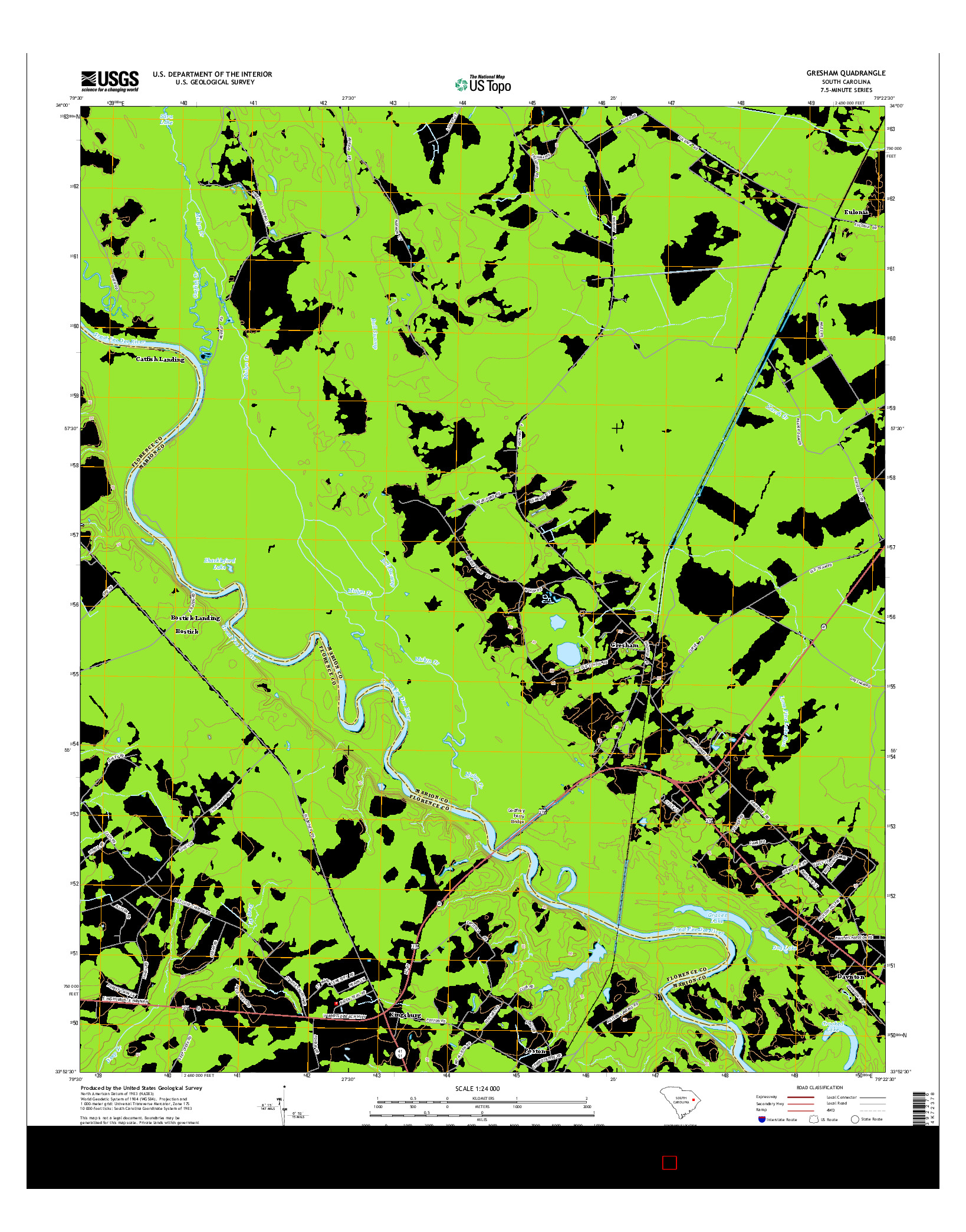 USGS US TOPO 7.5-MINUTE MAP FOR GRESHAM, SC 2014