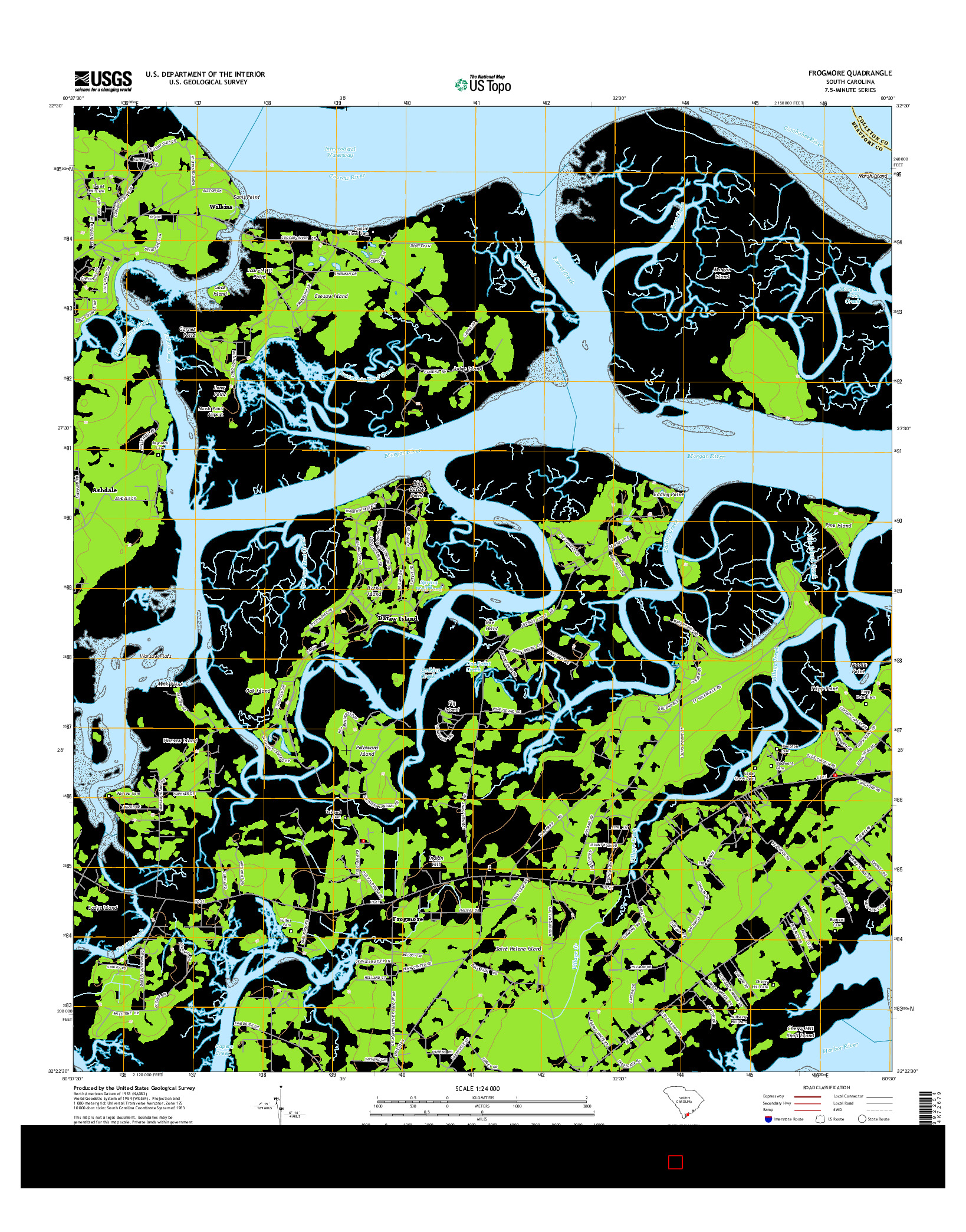 USGS US TOPO 7.5-MINUTE MAP FOR FROGMORE, SC 2014