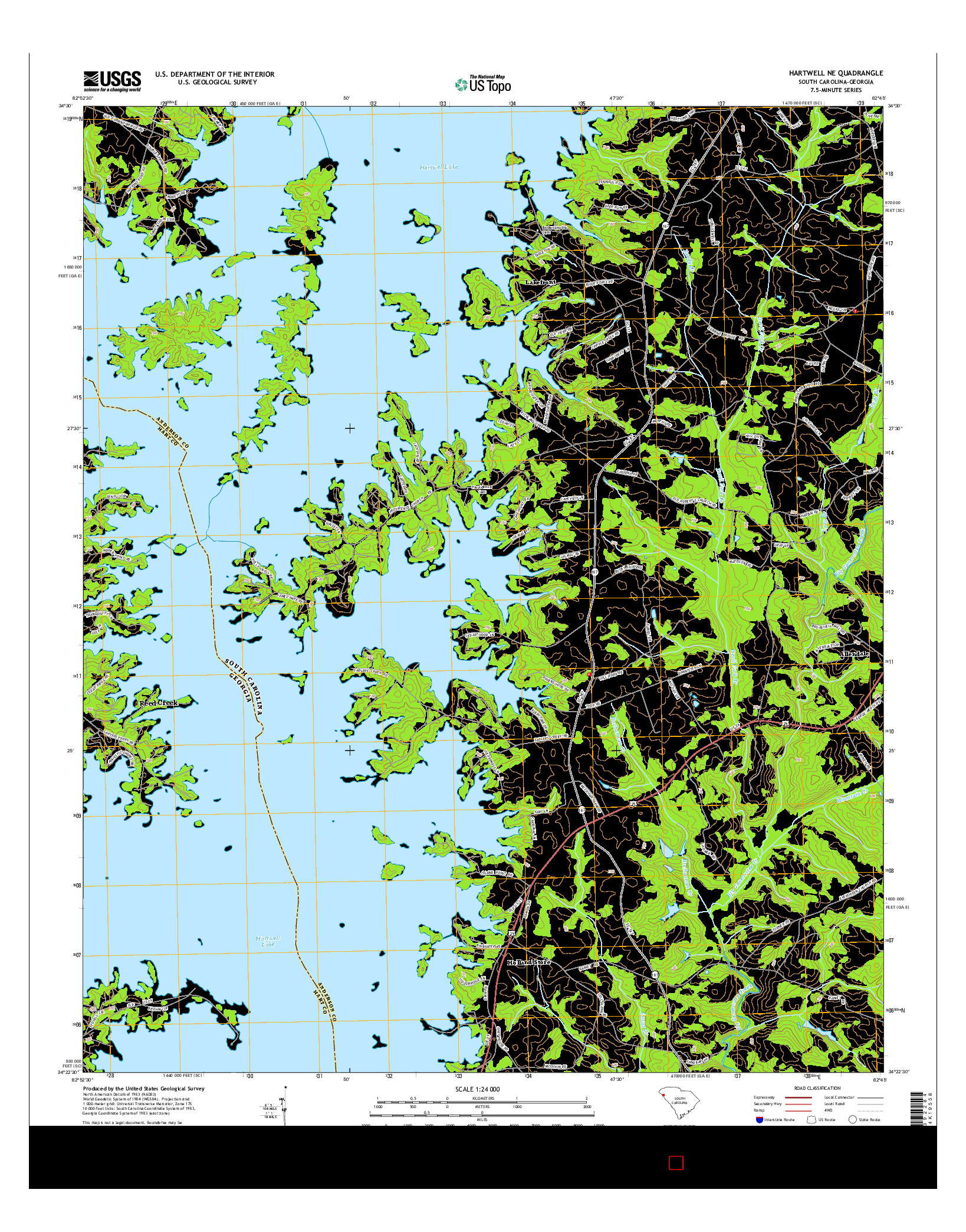 USGS US TOPO 7.5-MINUTE MAP FOR HARTWELL NE, SC-GA 2014