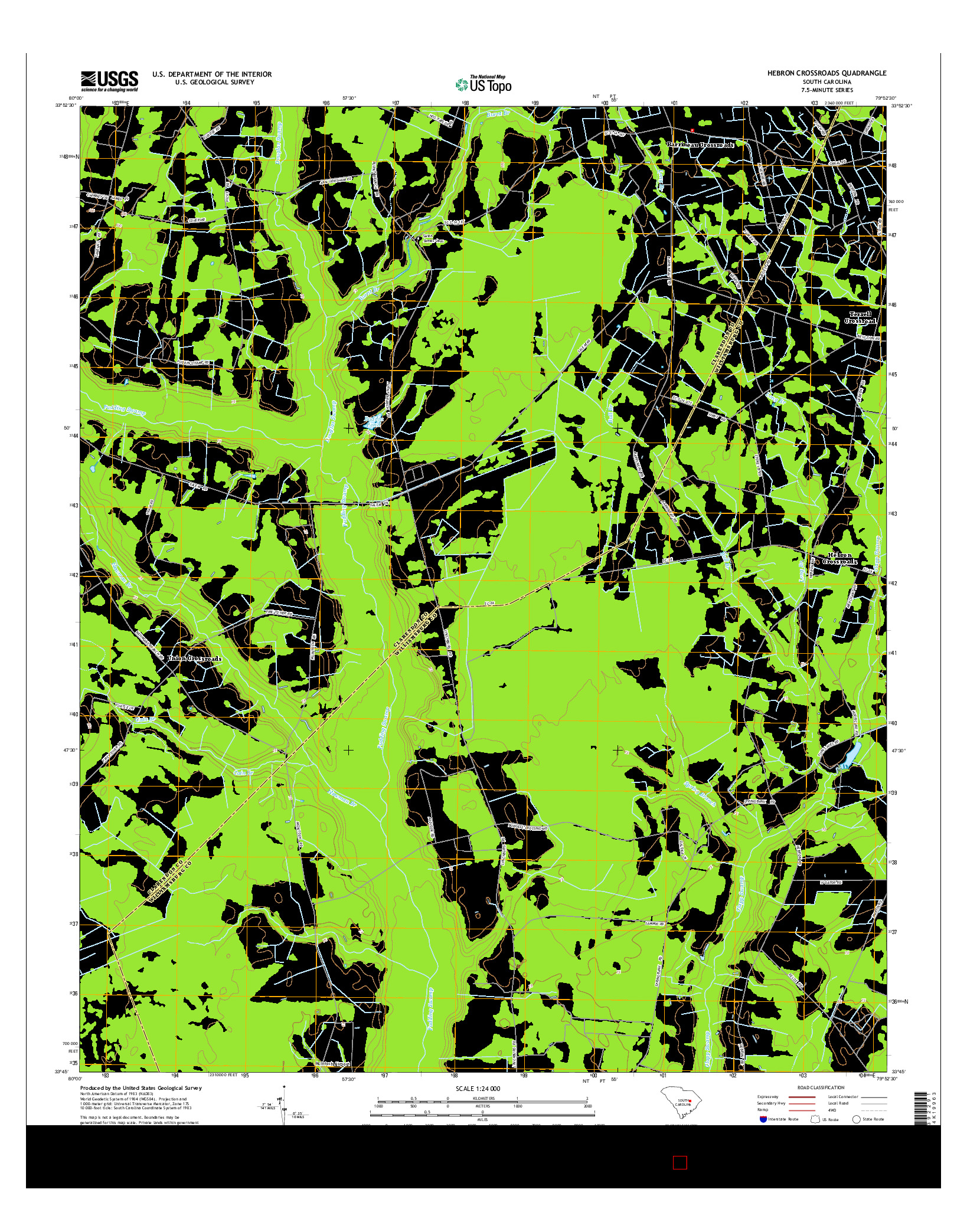 USGS US TOPO 7.5-MINUTE MAP FOR HEBRON CROSSROADS, SC 2014