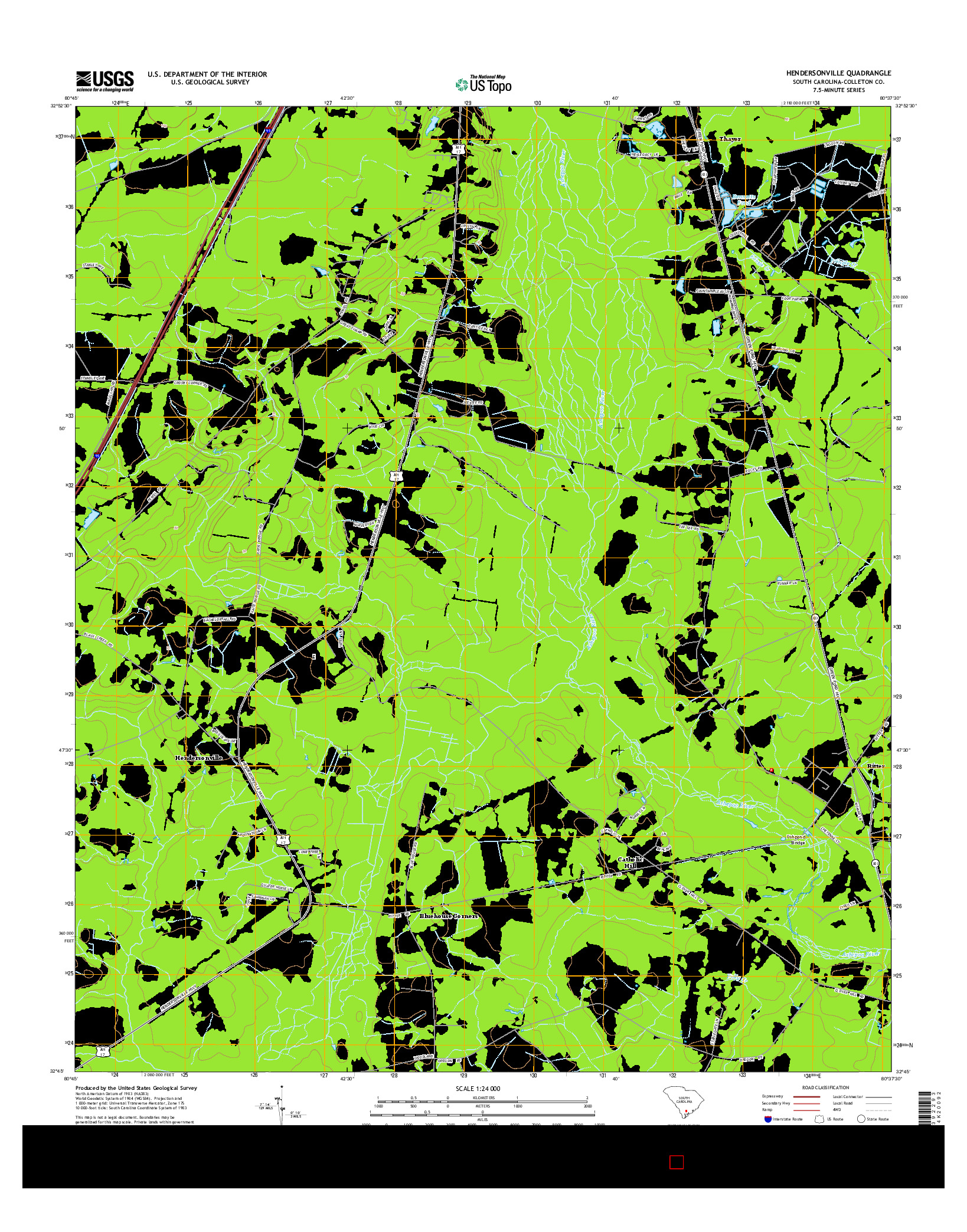 USGS US TOPO 7.5-MINUTE MAP FOR HENDERSONVILLE, SC 2014