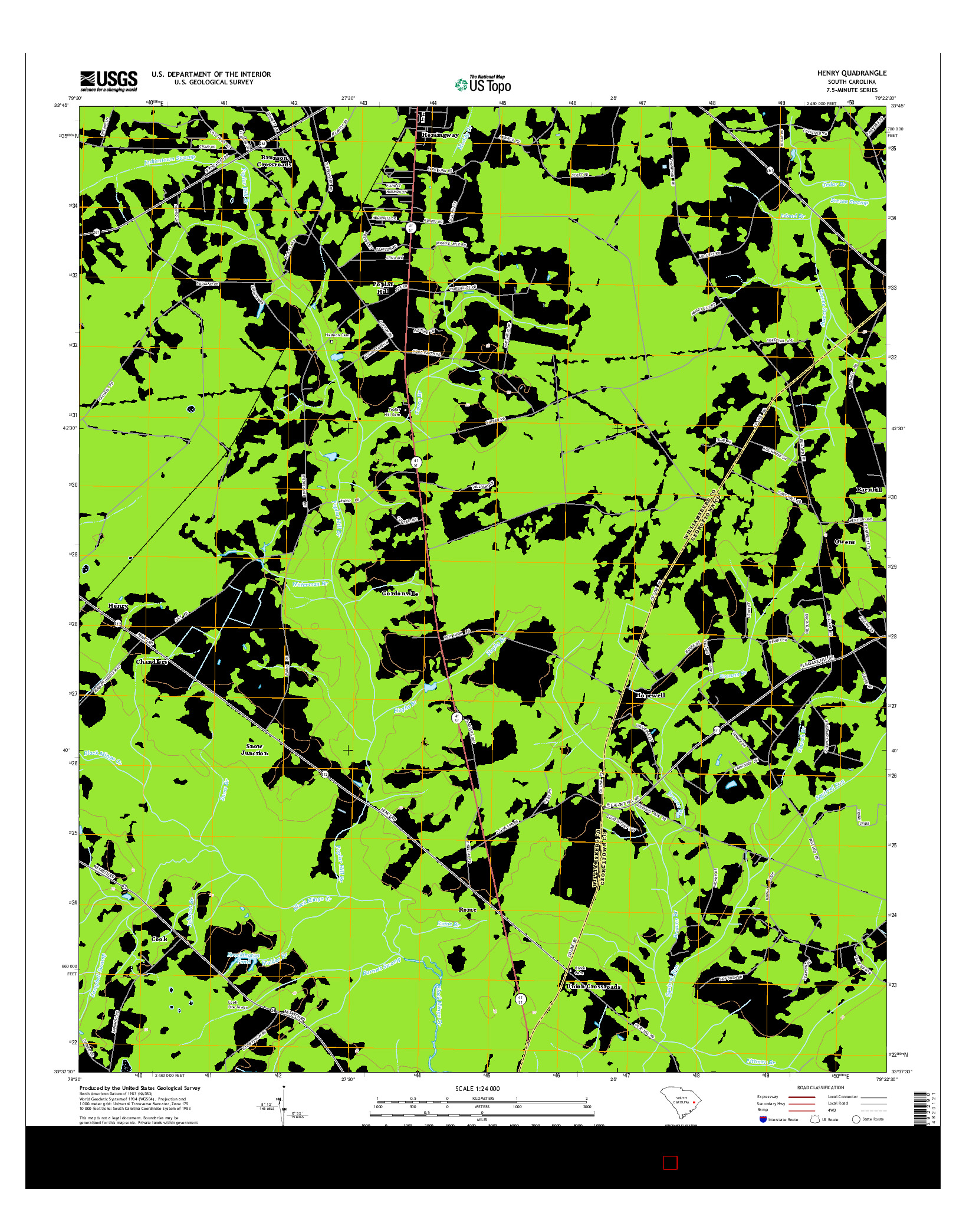 USGS US TOPO 7.5-MINUTE MAP FOR HENRY, SC 2014