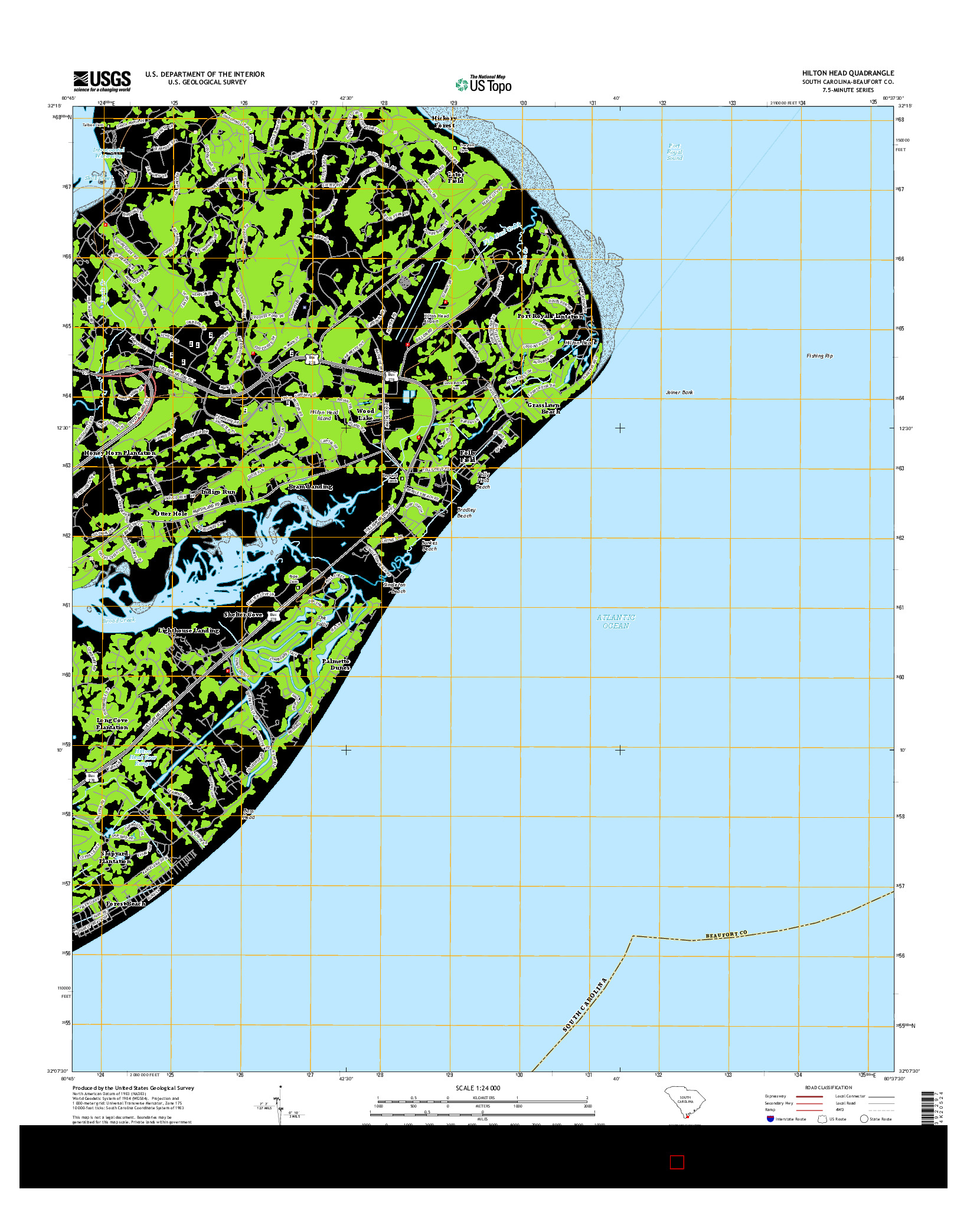 USGS US TOPO 7.5-MINUTE MAP FOR HILTON HEAD, SC 2014