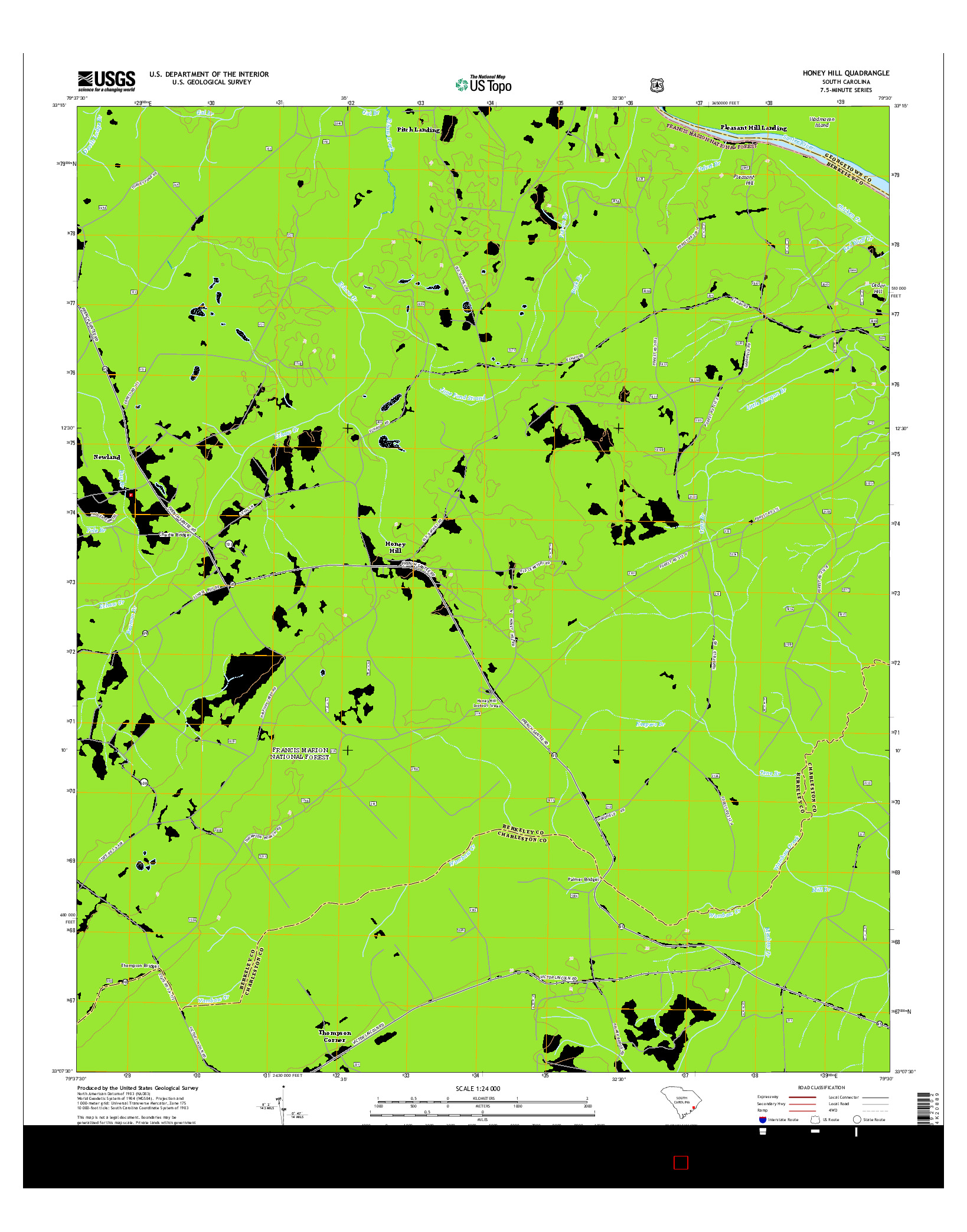 USGS US TOPO 7.5-MINUTE MAP FOR HONEY HILL, SC 2014