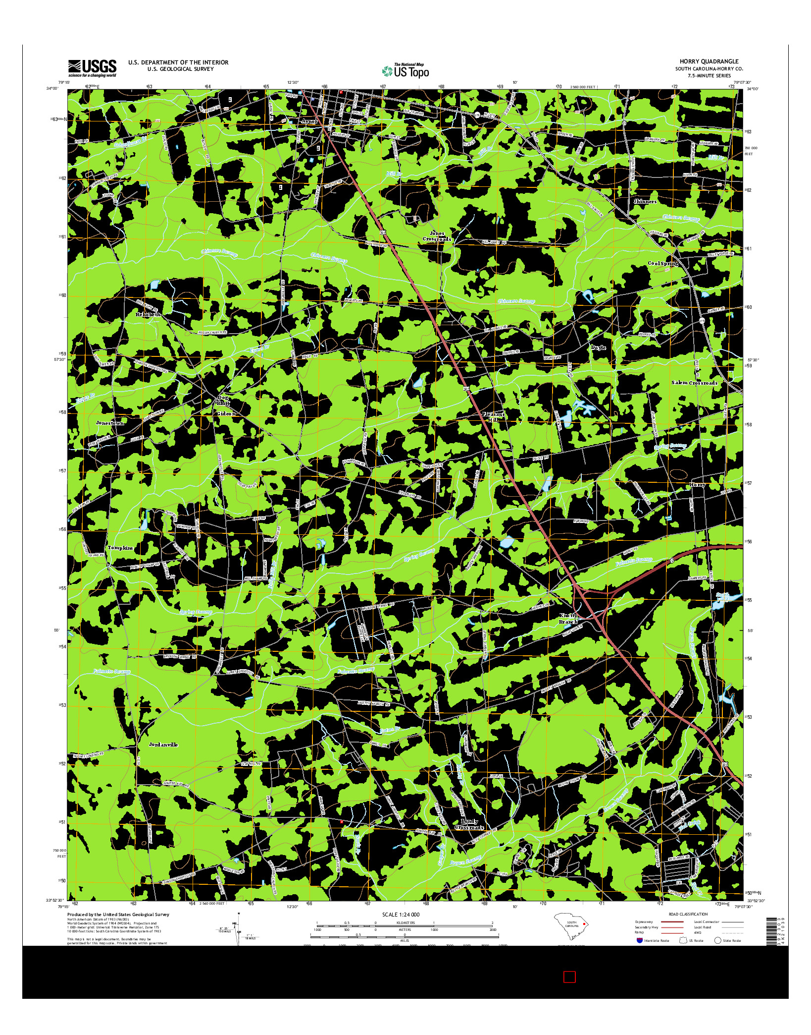 USGS US TOPO 7.5-MINUTE MAP FOR HORRY, SC 2014