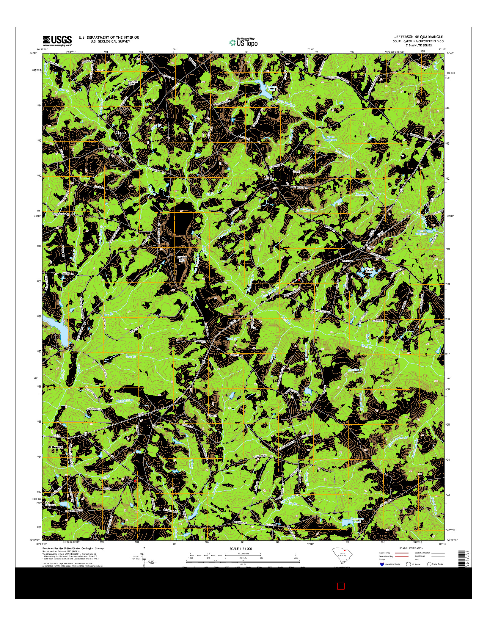 USGS US TOPO 7.5-MINUTE MAP FOR JEFFERSON NE, SC 2014