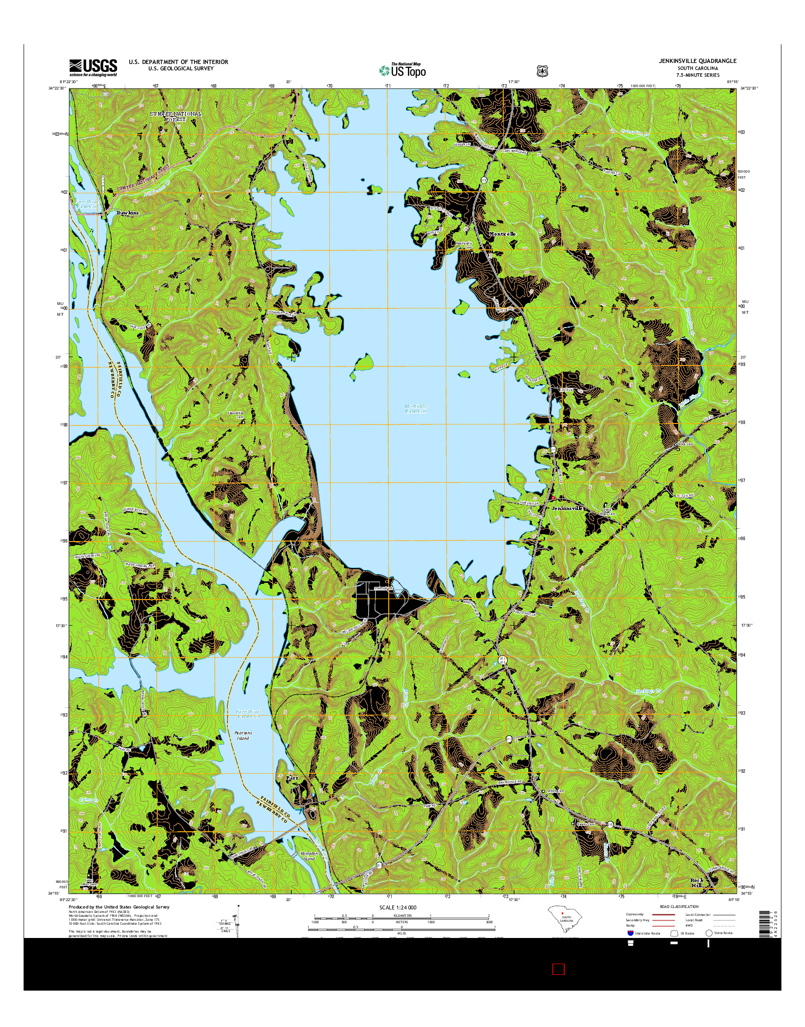 USGS US TOPO 7.5-MINUTE MAP FOR JENKINSVILLE, SC 2014