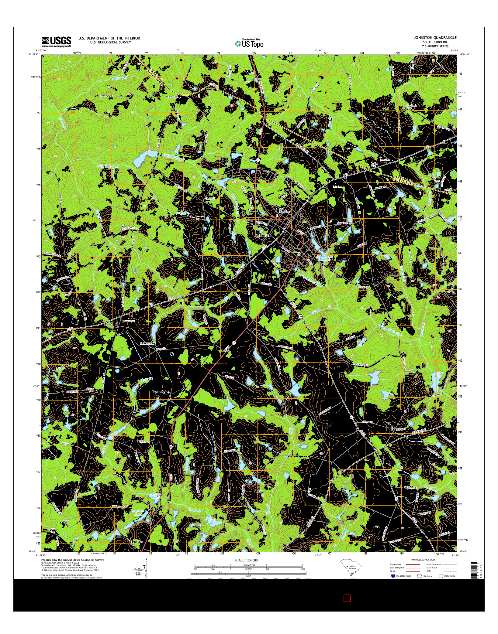 USGS US TOPO 7.5-MINUTE MAP FOR JOHNSTON, SC 2014