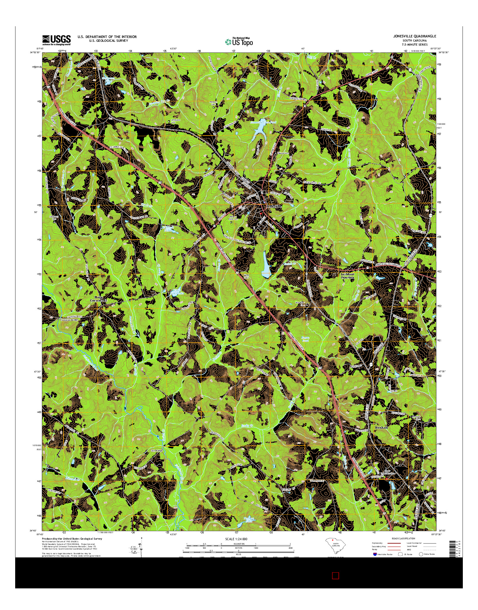 USGS US TOPO 7.5-MINUTE MAP FOR JONESVILLE, SC 2014