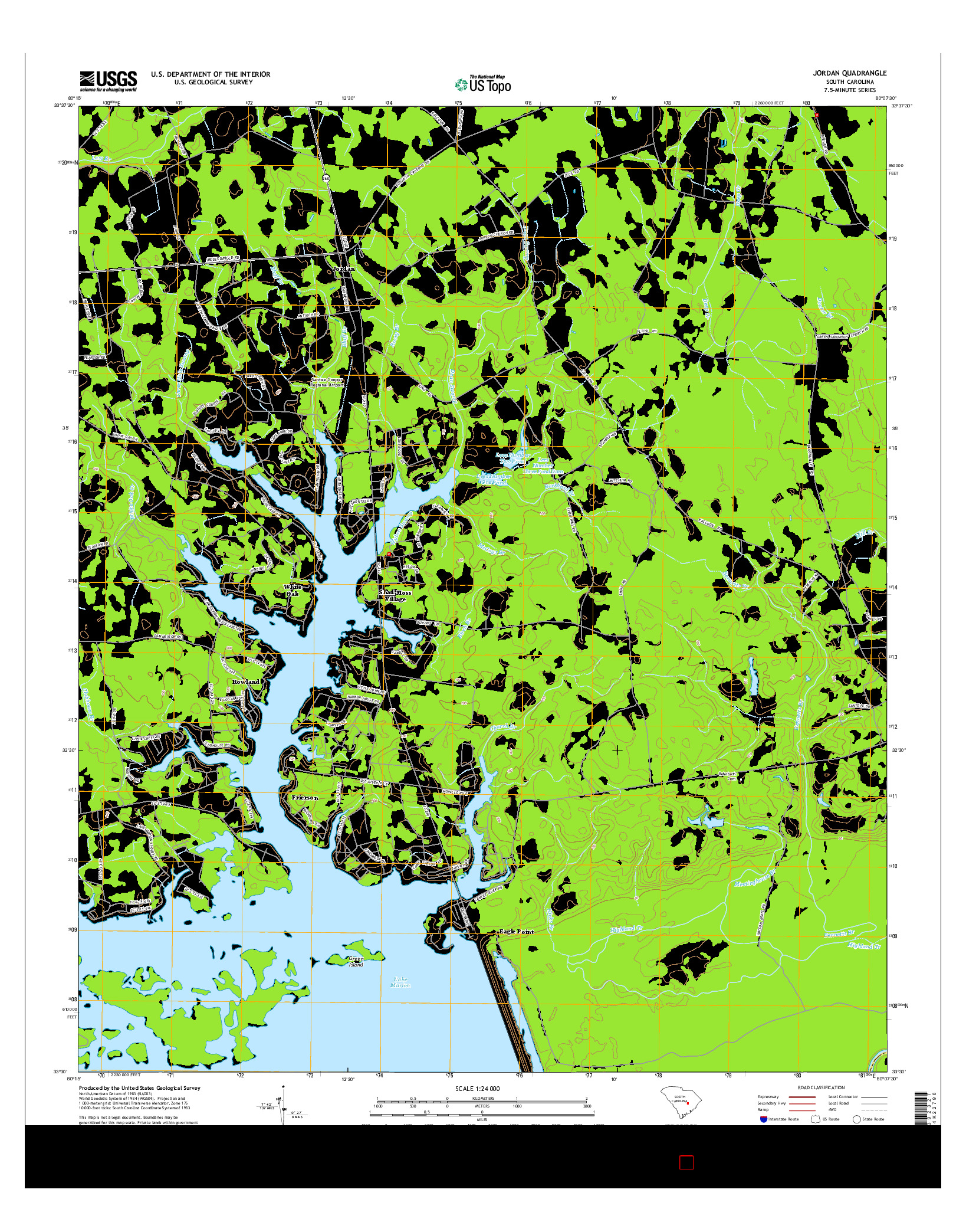 USGS US TOPO 7.5-MINUTE MAP FOR JORDAN, SC 2014