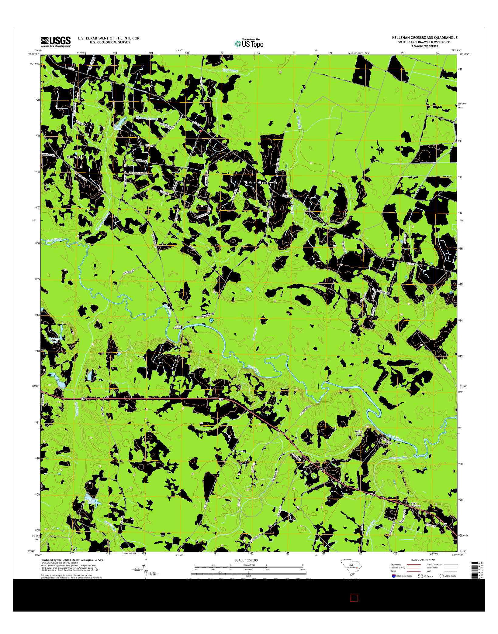 USGS US TOPO 7.5-MINUTE MAP FOR KELLEHAN CROSSROADS, SC 2014