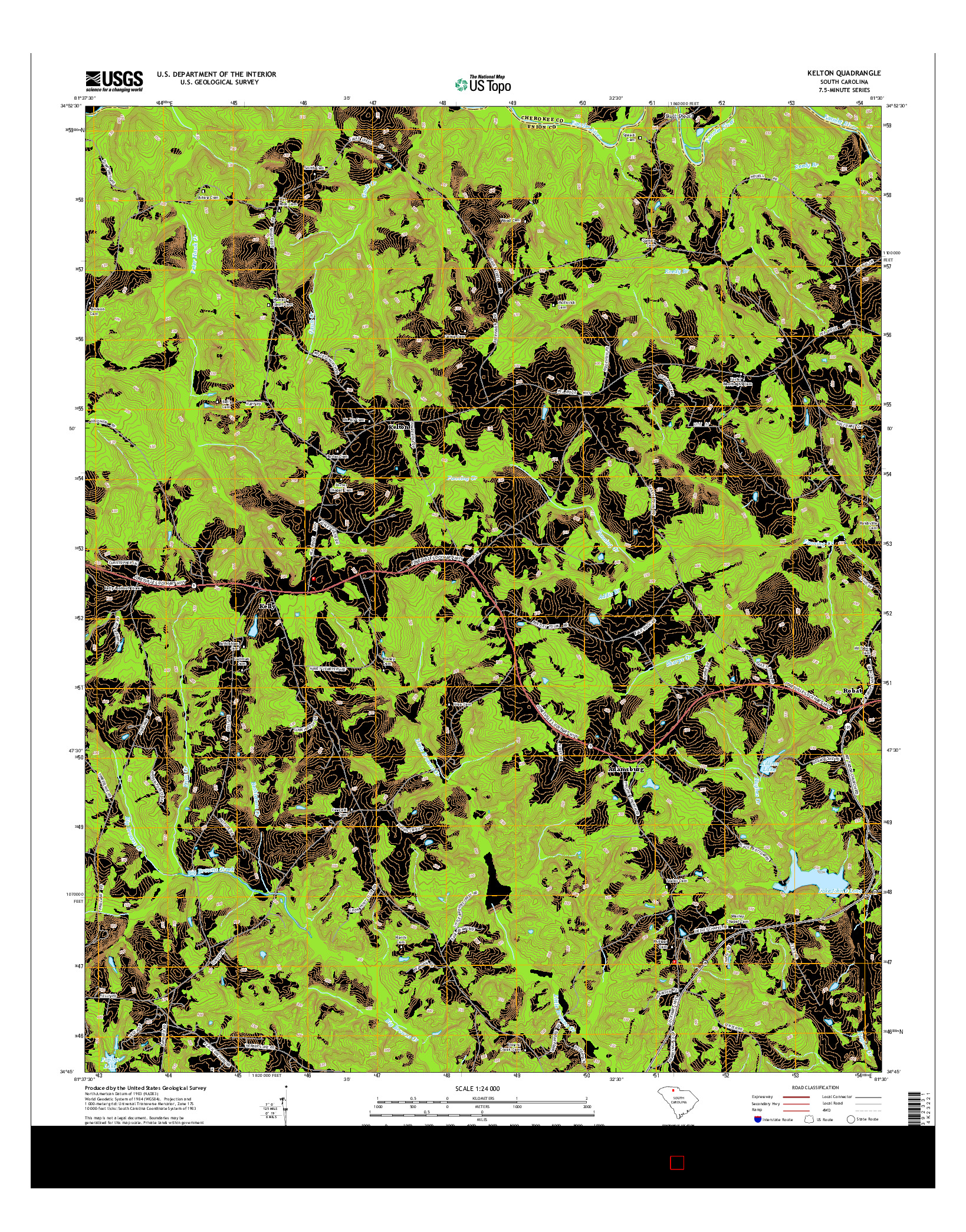 USGS US TOPO 7.5-MINUTE MAP FOR KELTON, SC 2014