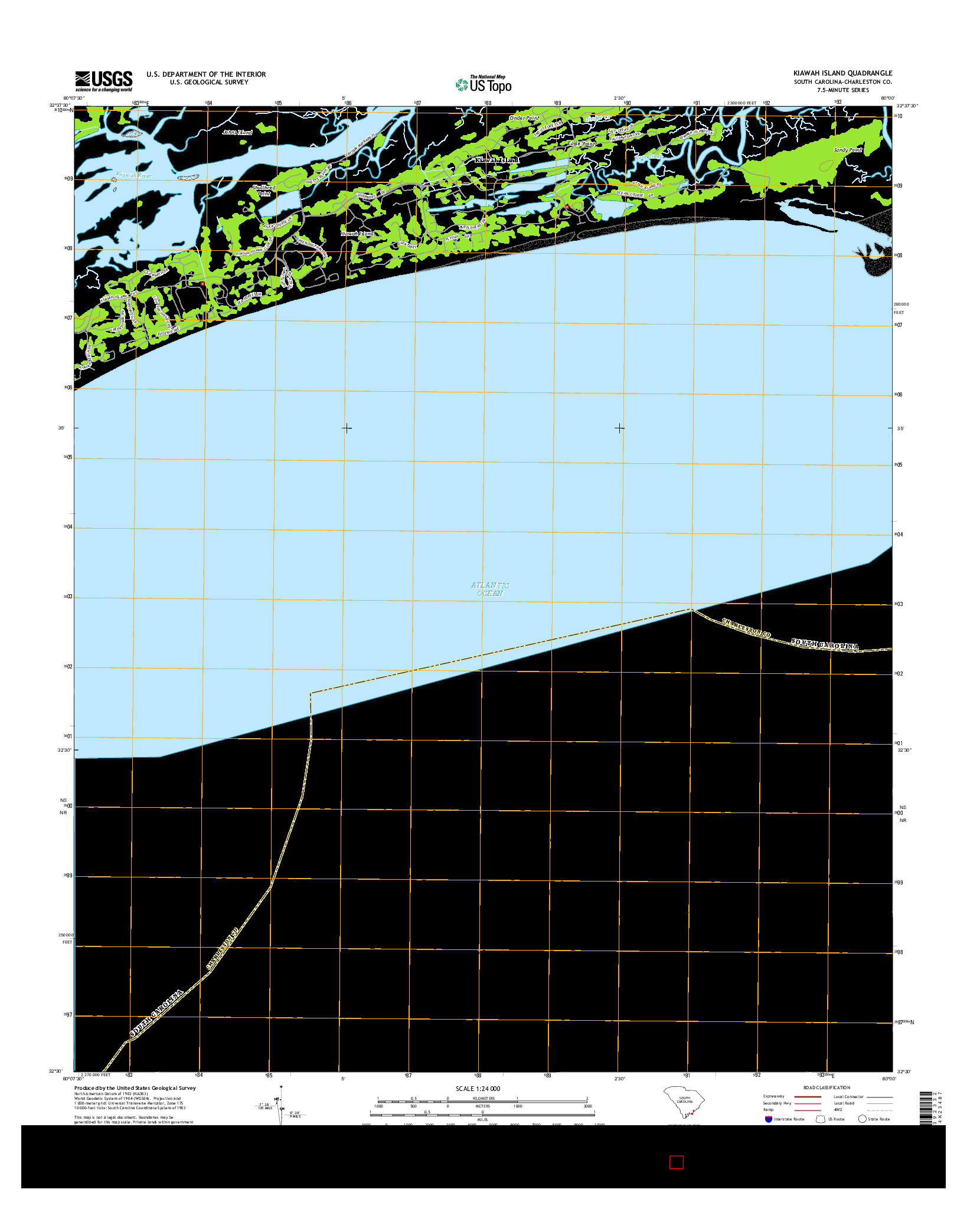 USGS US TOPO 7.5-MINUTE MAP FOR KIAWAH ISLAND, SC 2014