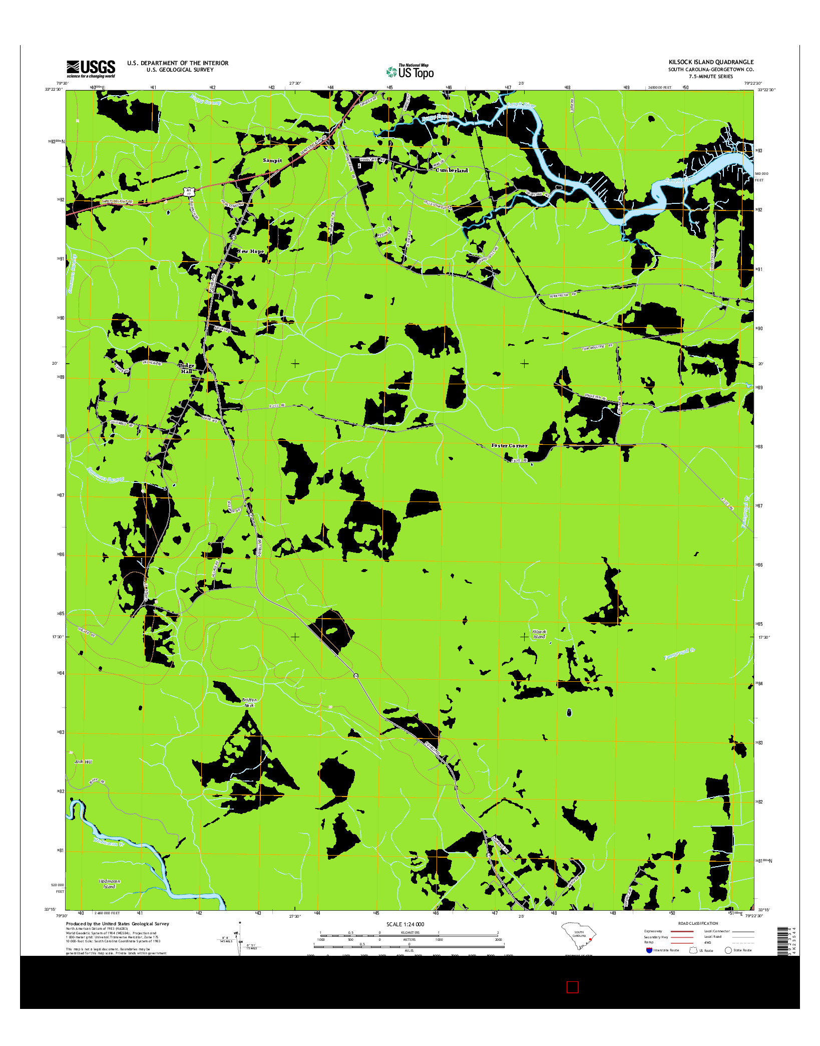 USGS US TOPO 7.5-MINUTE MAP FOR KILSOCK ISLAND, SC 2014