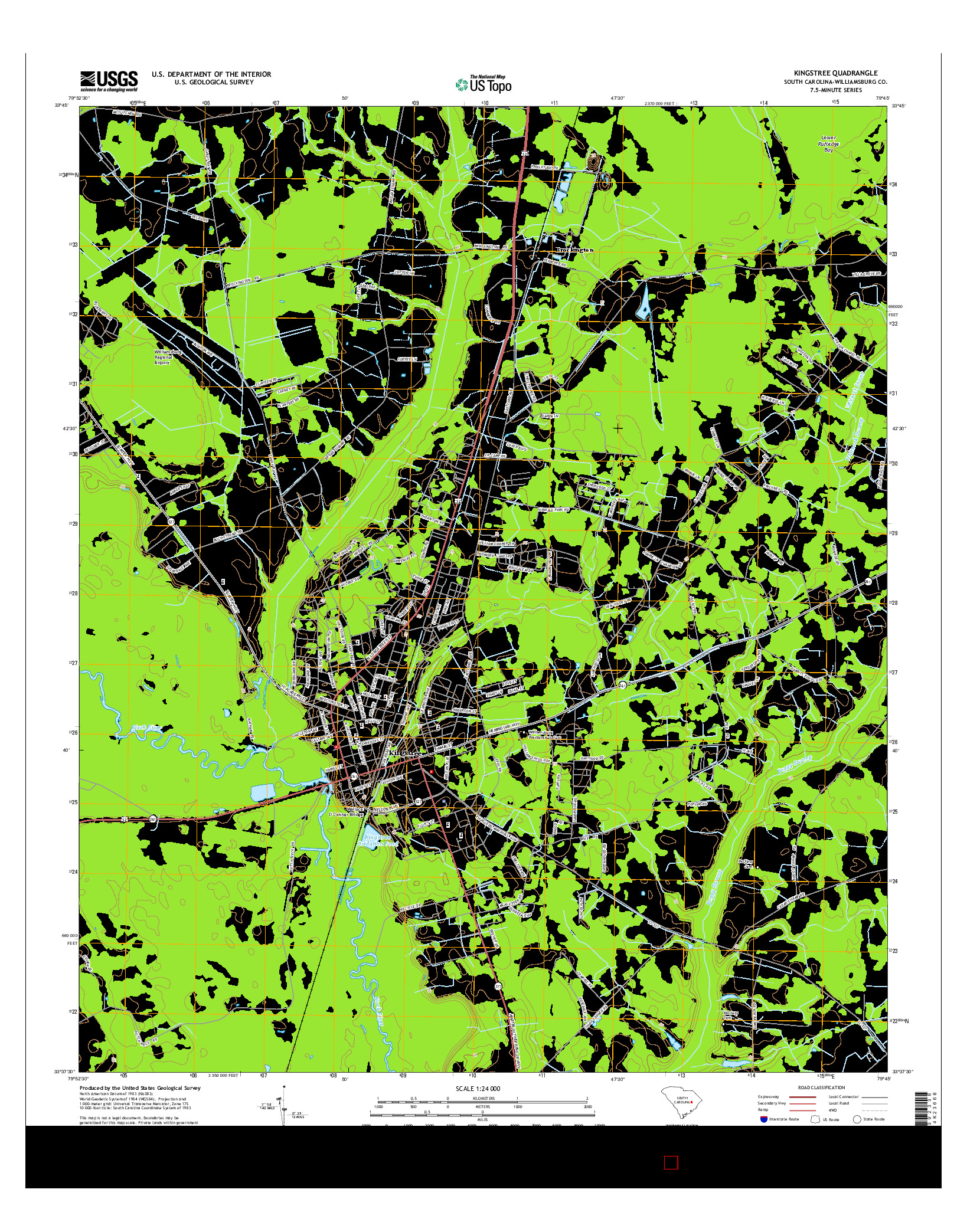 USGS US TOPO 7.5-MINUTE MAP FOR KINGSTREE, SC 2014