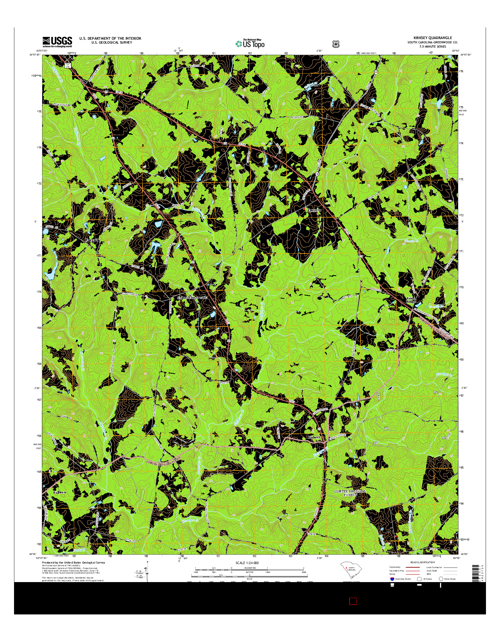 USGS US TOPO 7.5-MINUTE MAP FOR KIRKSEY, SC 2014