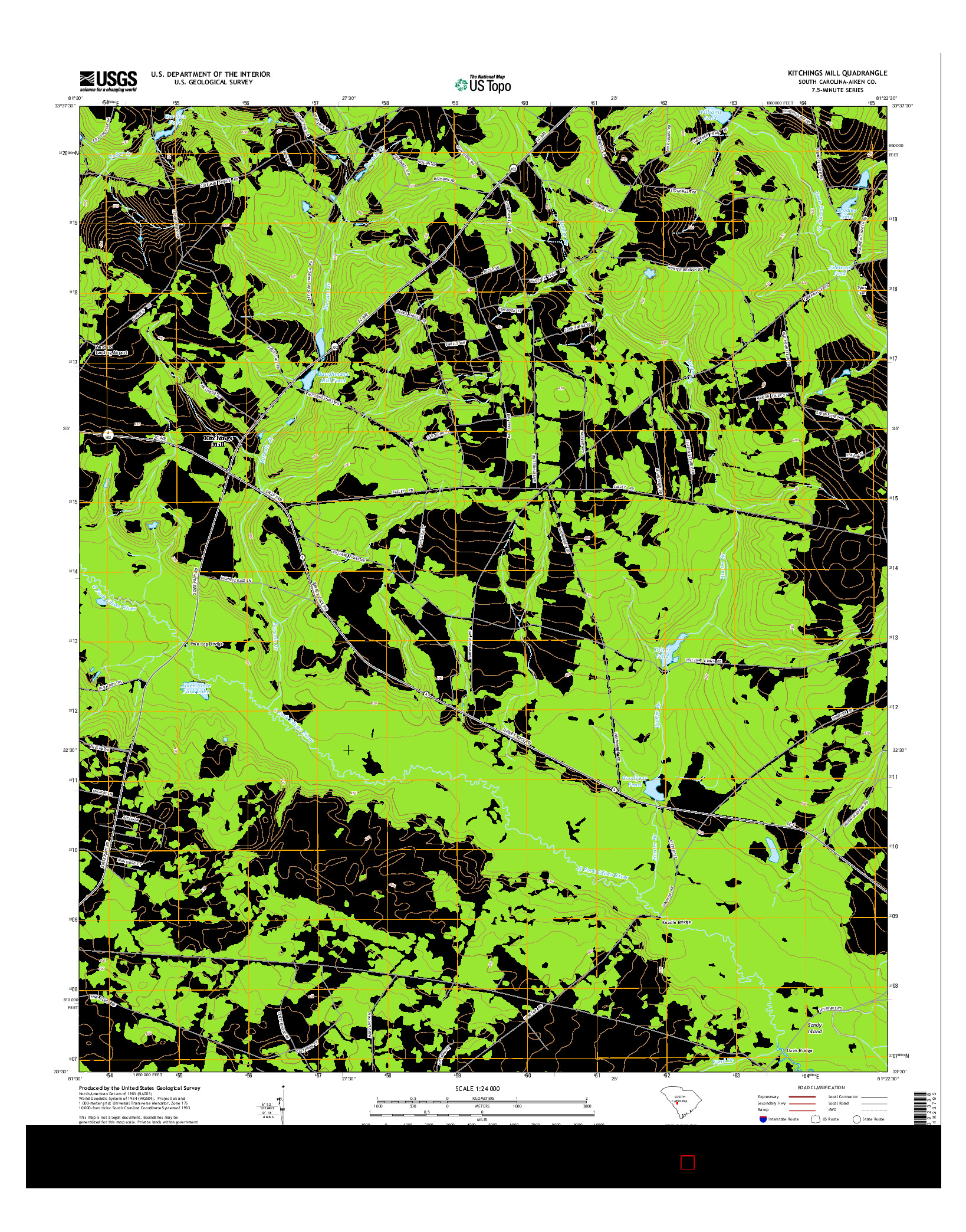 USGS US TOPO 7.5-MINUTE MAP FOR KITCHINGS MILL, SC 2014