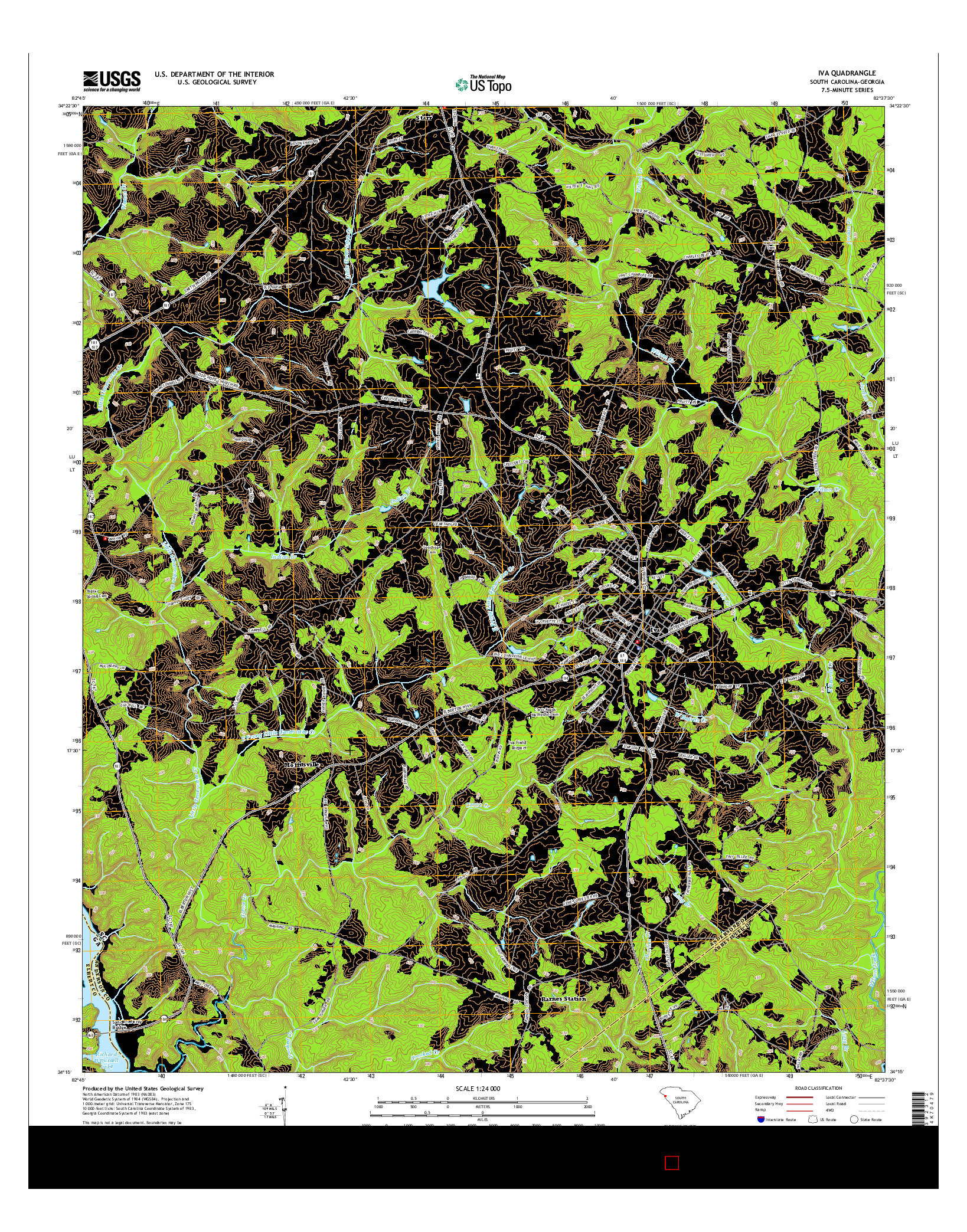 USGS US TOPO 7.5-MINUTE MAP FOR IVA, SC-GA 2014