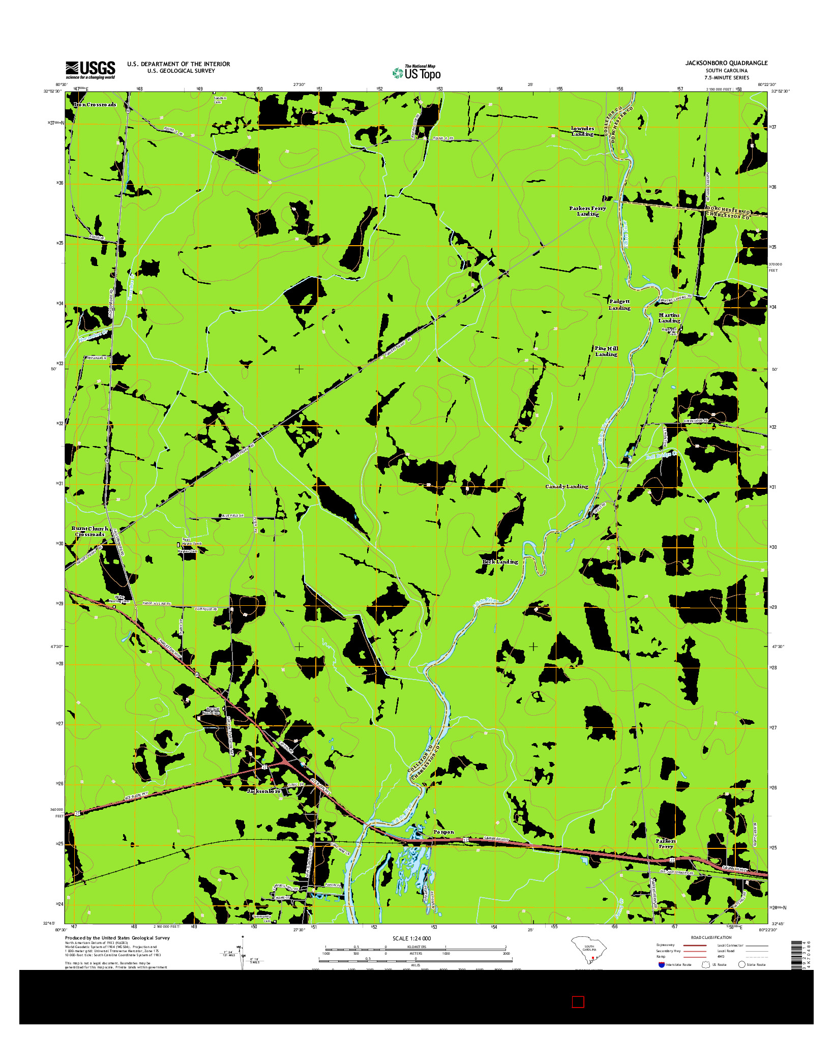 USGS US TOPO 7.5-MINUTE MAP FOR JACKSONBORO, SC 2014