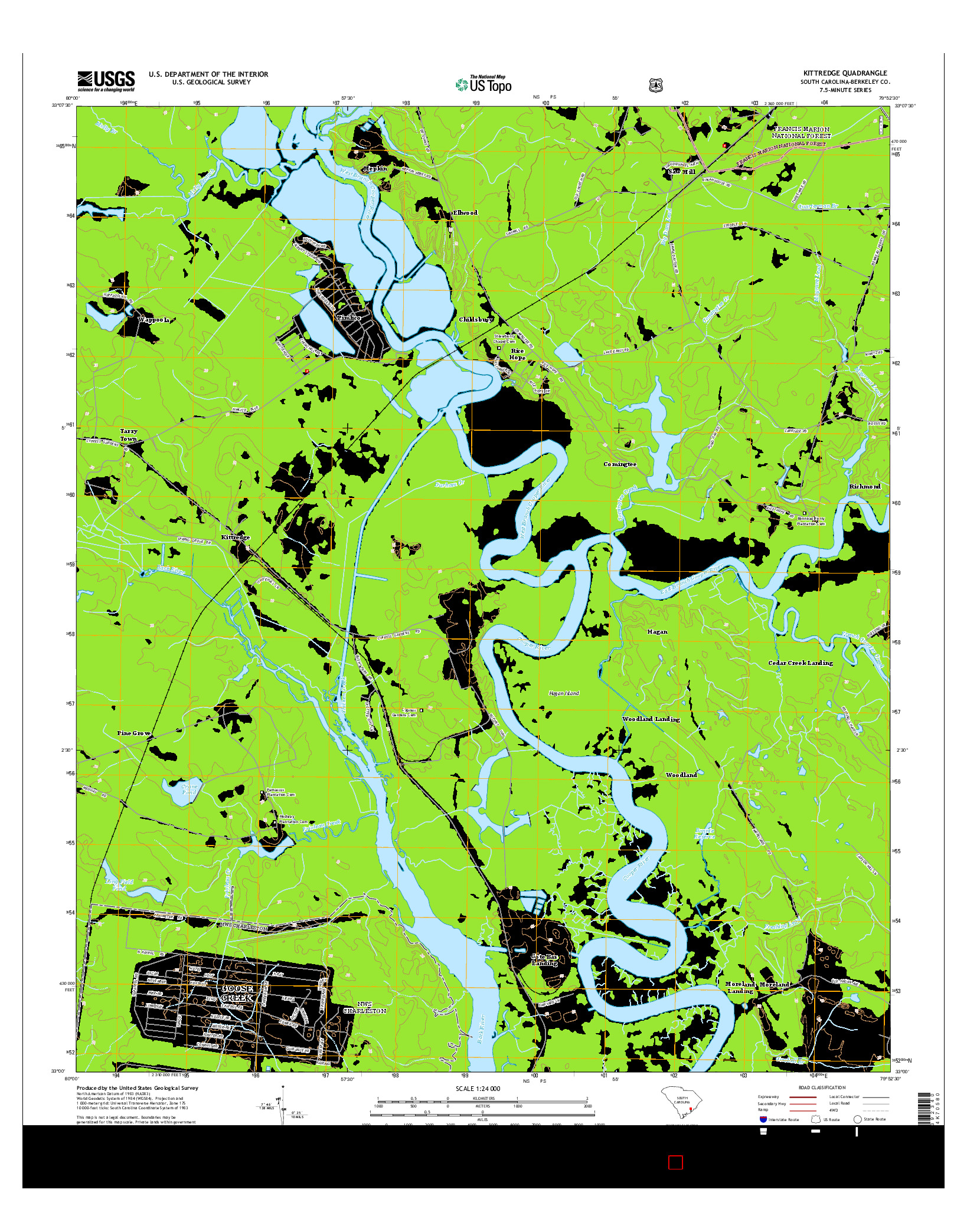 USGS US TOPO 7.5-MINUTE MAP FOR KITTREDGE, SC 2014