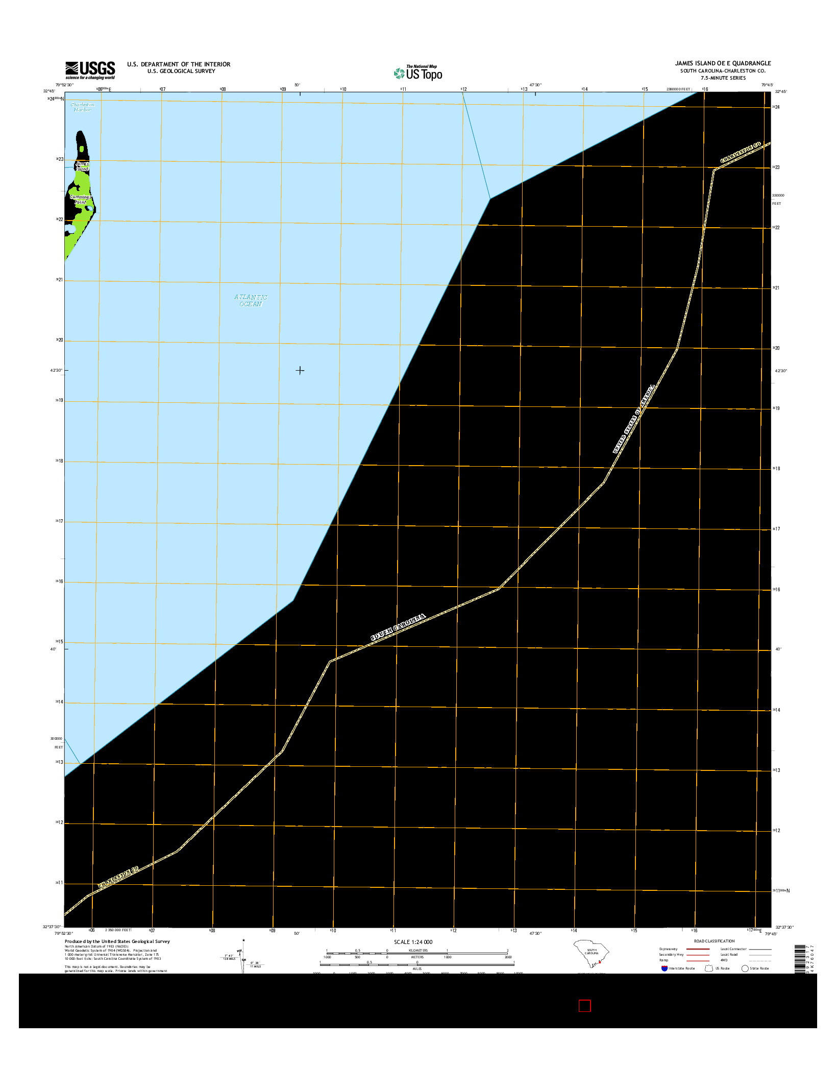 USGS US TOPO 7.5-MINUTE MAP FOR JAMES ISLAND OE E, SC 2014