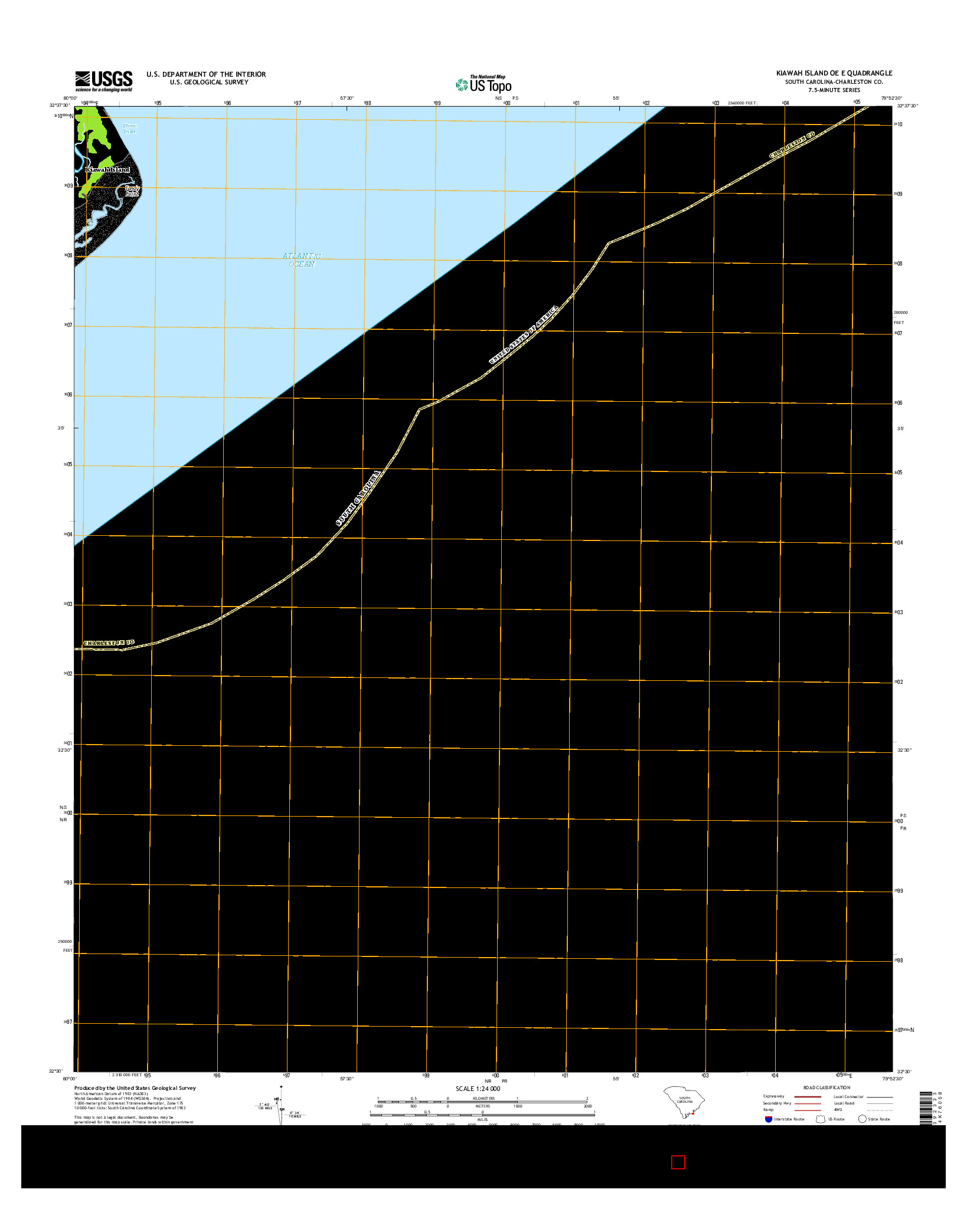 USGS US TOPO 7.5-MINUTE MAP FOR KIAWAH ISLAND OE E, SC 2014