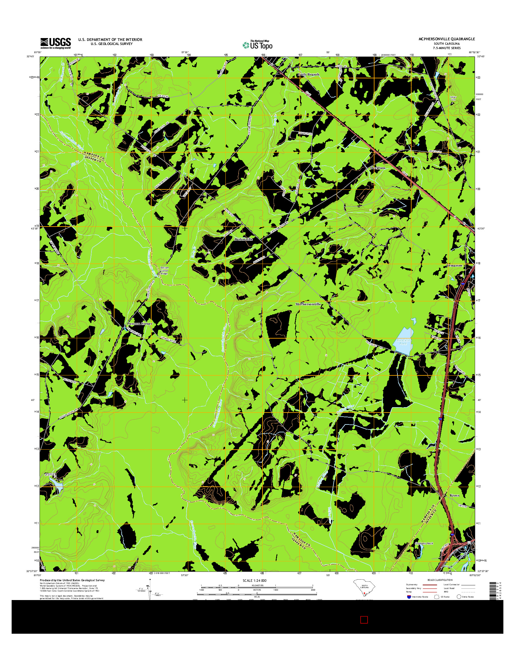 USGS US TOPO 7.5-MINUTE MAP FOR MCPHERSONVILLE, SC 2014