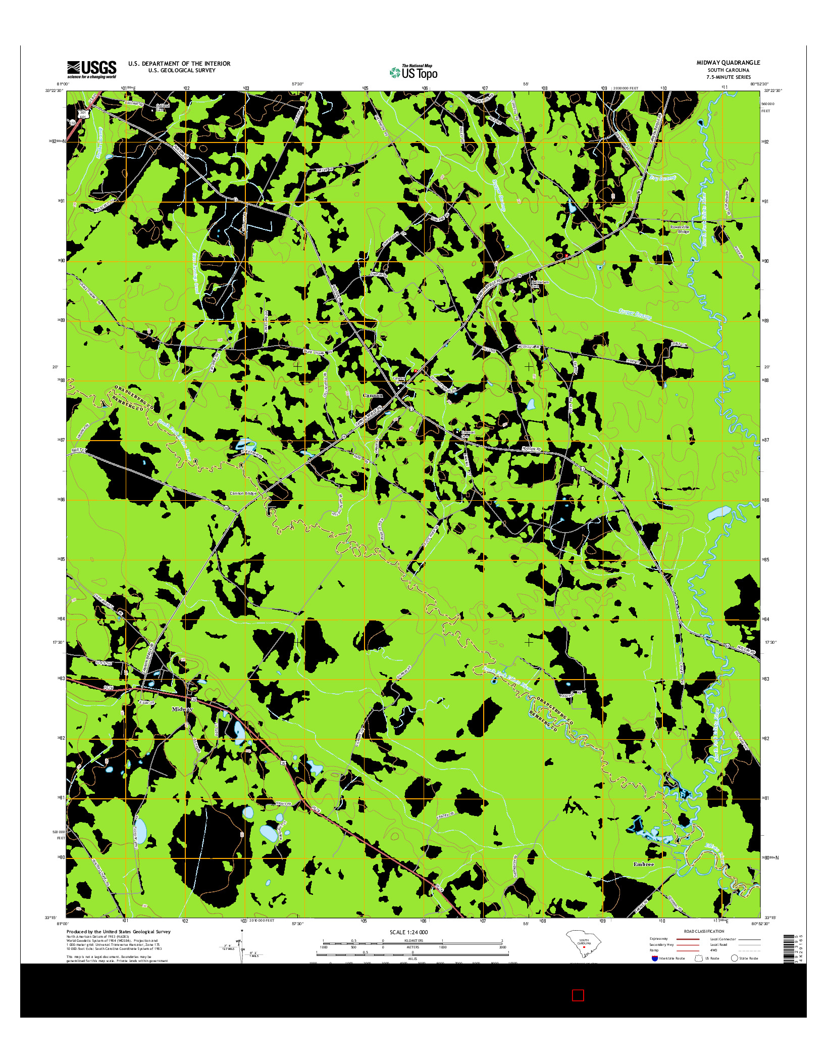 USGS US TOPO 7.5-MINUTE MAP FOR MIDWAY, SC 2014