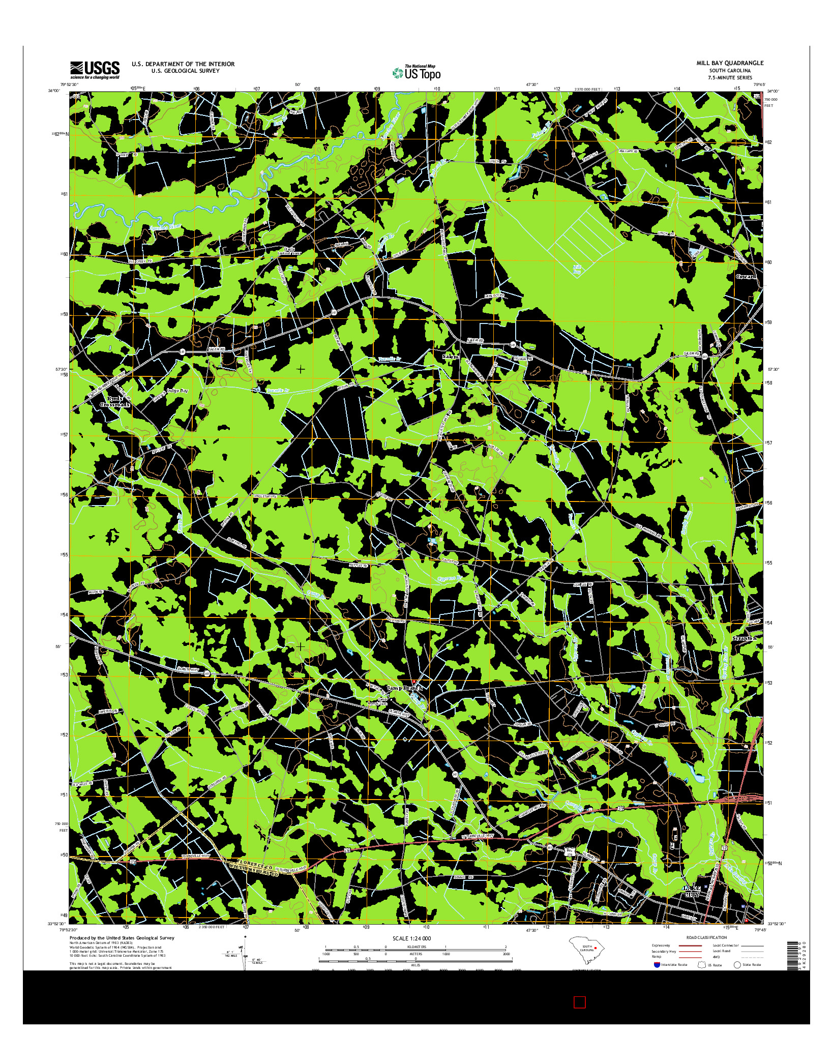 USGS US TOPO 7.5-MINUTE MAP FOR MILL BAY, SC 2014