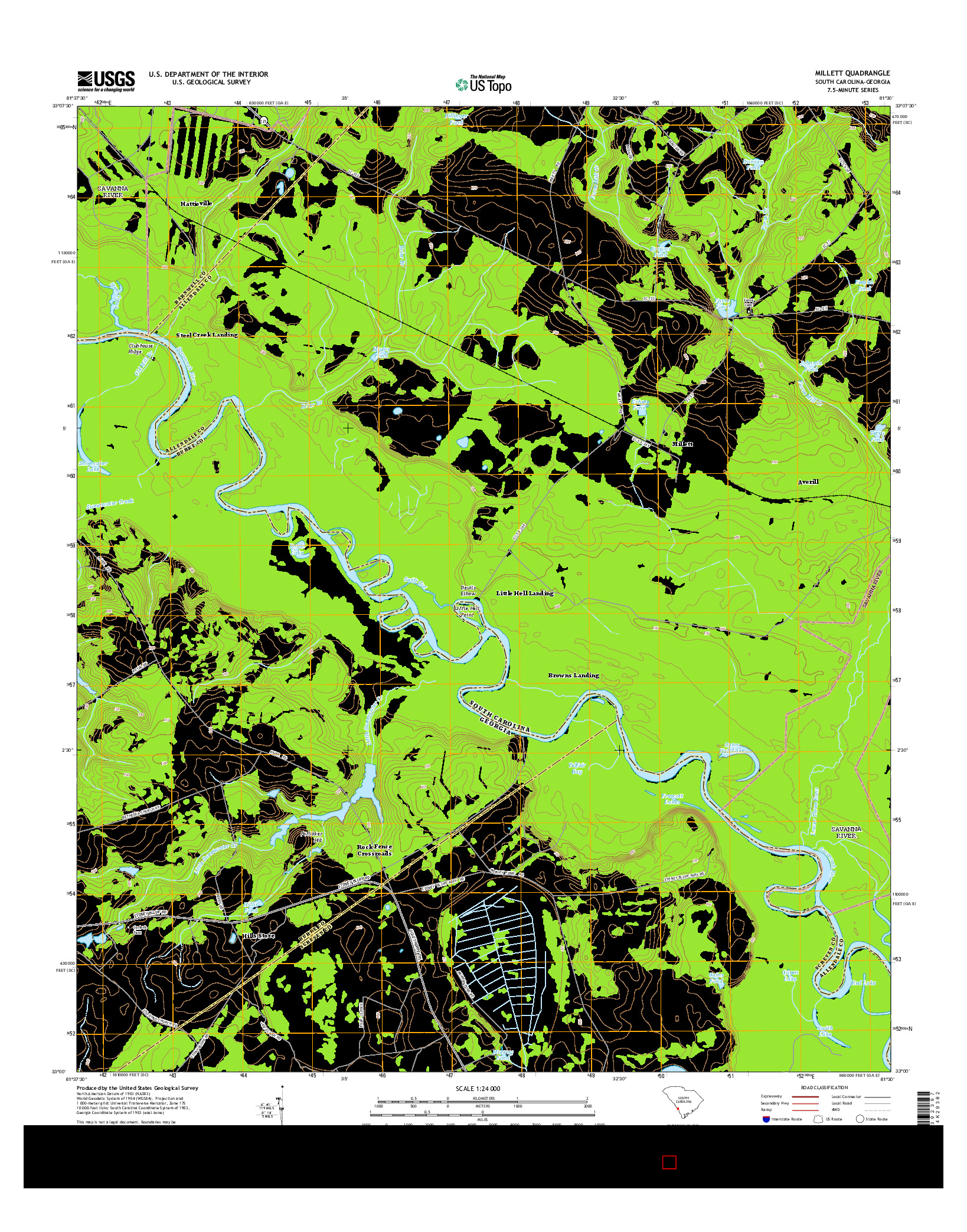 USGS US TOPO 7.5-MINUTE MAP FOR MILLETT, SC-GA 2014