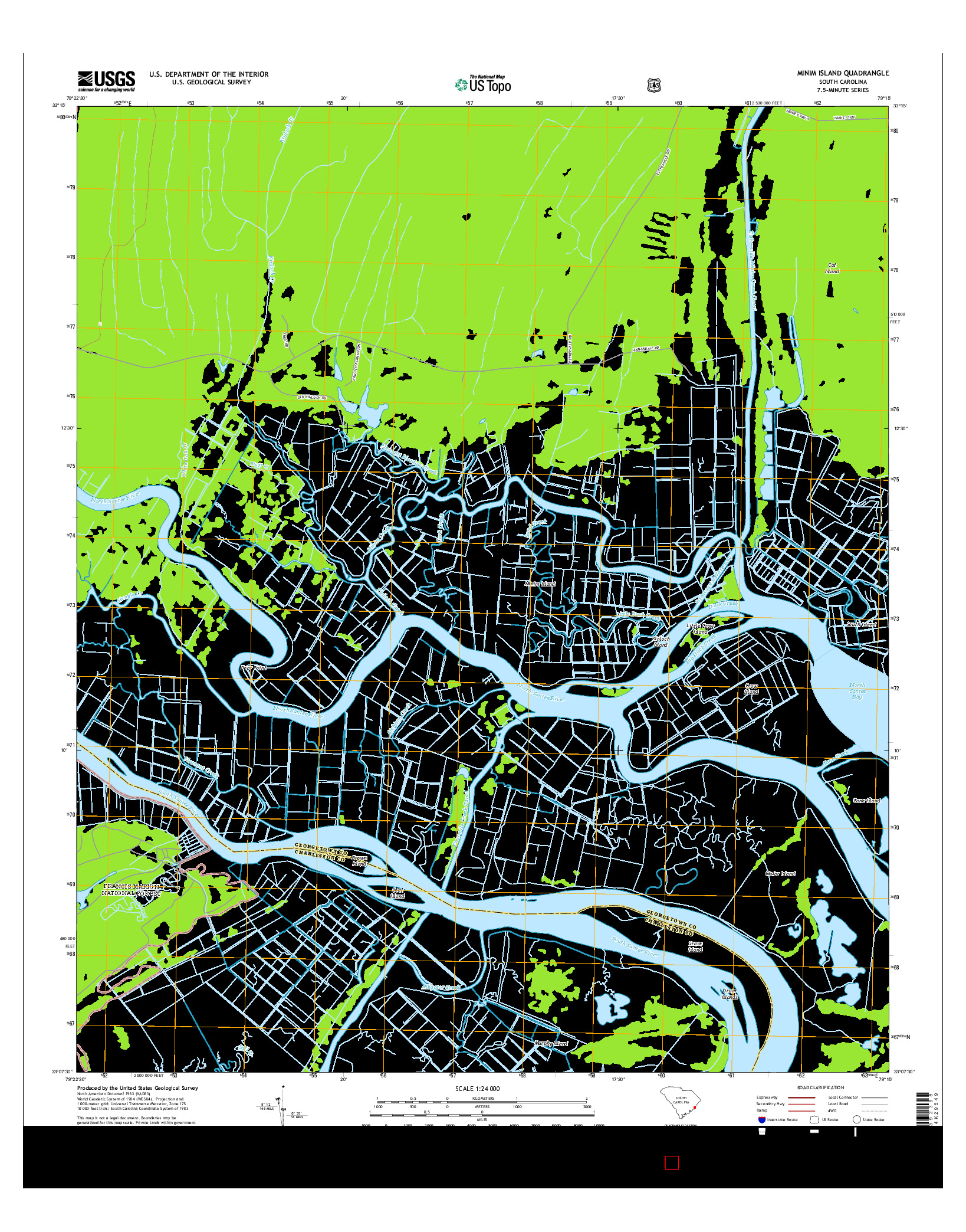 USGS US TOPO 7.5-MINUTE MAP FOR MINIM ISLAND, SC 2014