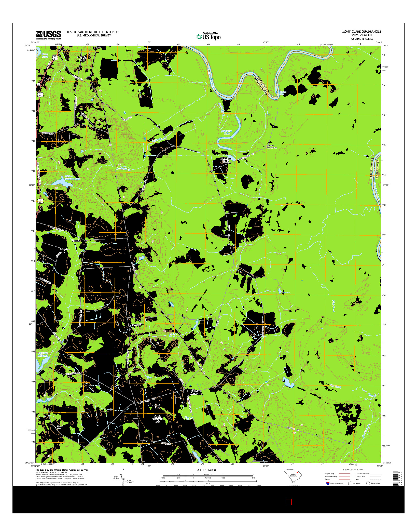 USGS US TOPO 7.5-MINUTE MAP FOR MONT CLARE, SC 2014