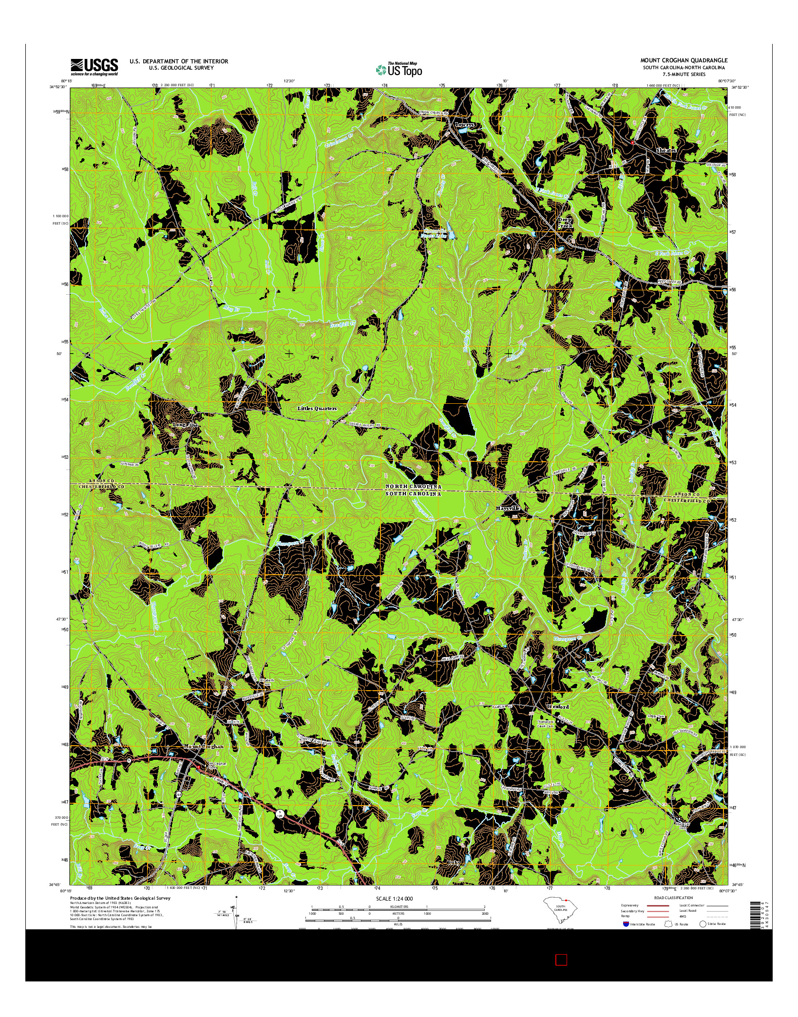 USGS US TOPO 7.5-MINUTE MAP FOR MOUNT CROGHAN, SC-NC 2014